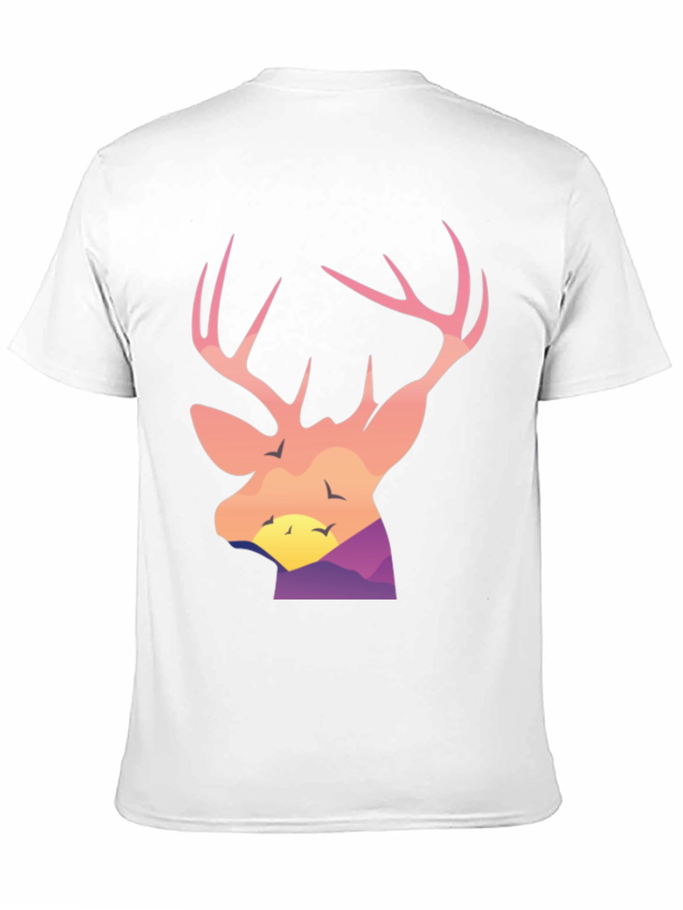 Deer Head Sunset Graphic Tee - Black Cotton Blend Shirt