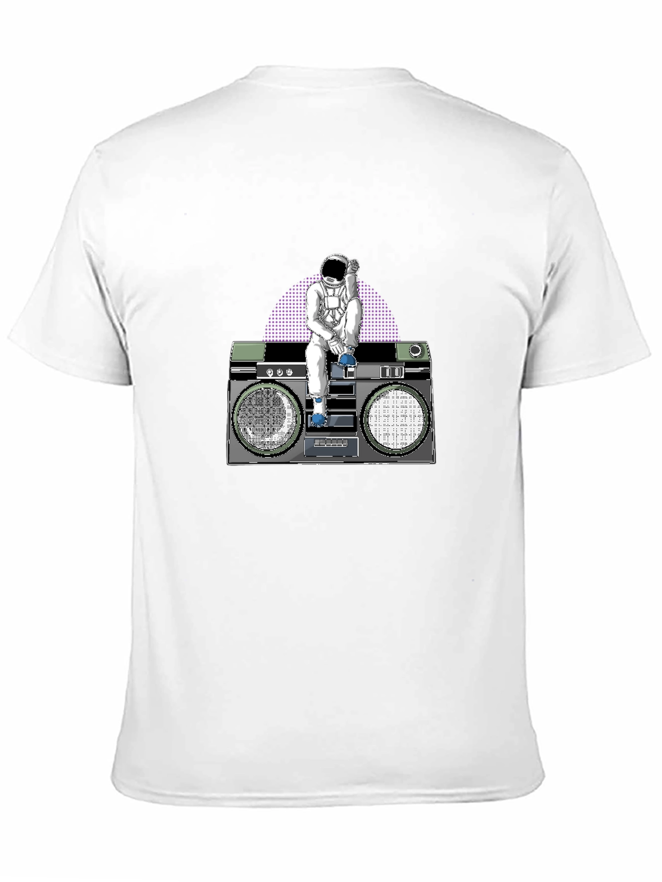 Astronaut Boombox Graphic T-Shirt - Retro Space Design