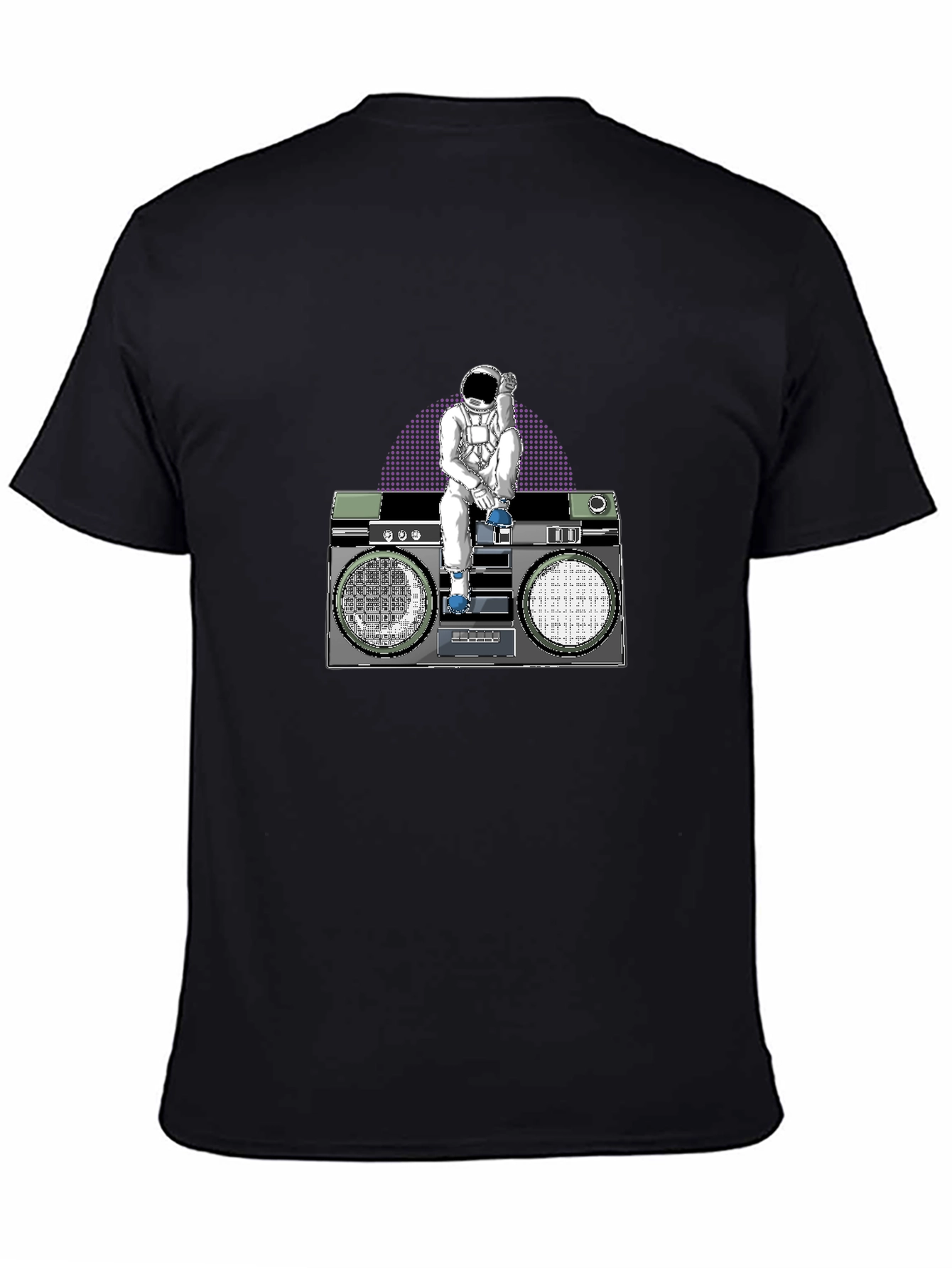 Astronaut Boombox Graphic T-Shirt - Retro Space Design