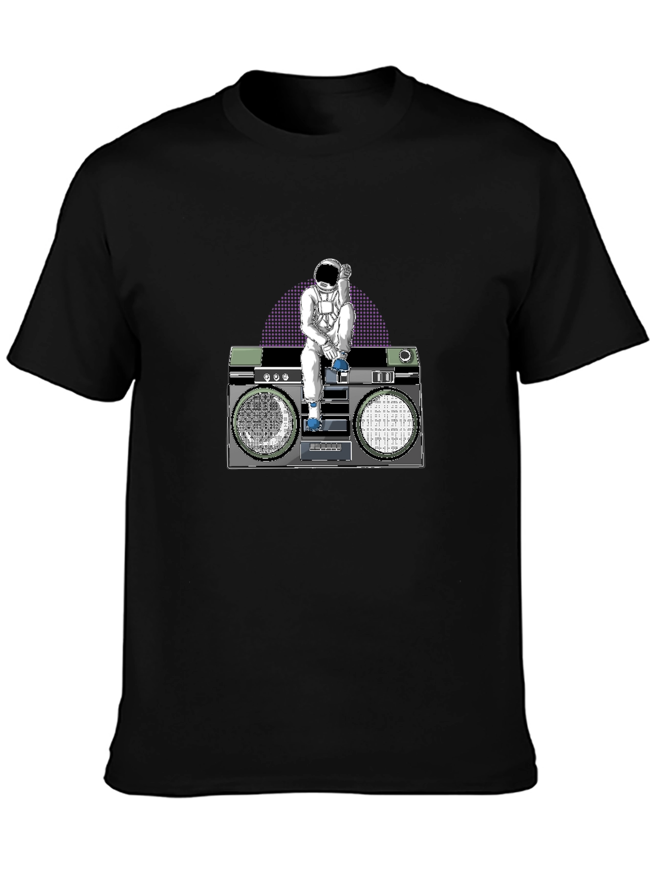 Astronaut Boombox Graphic T-Shirt - Retro Space Design
