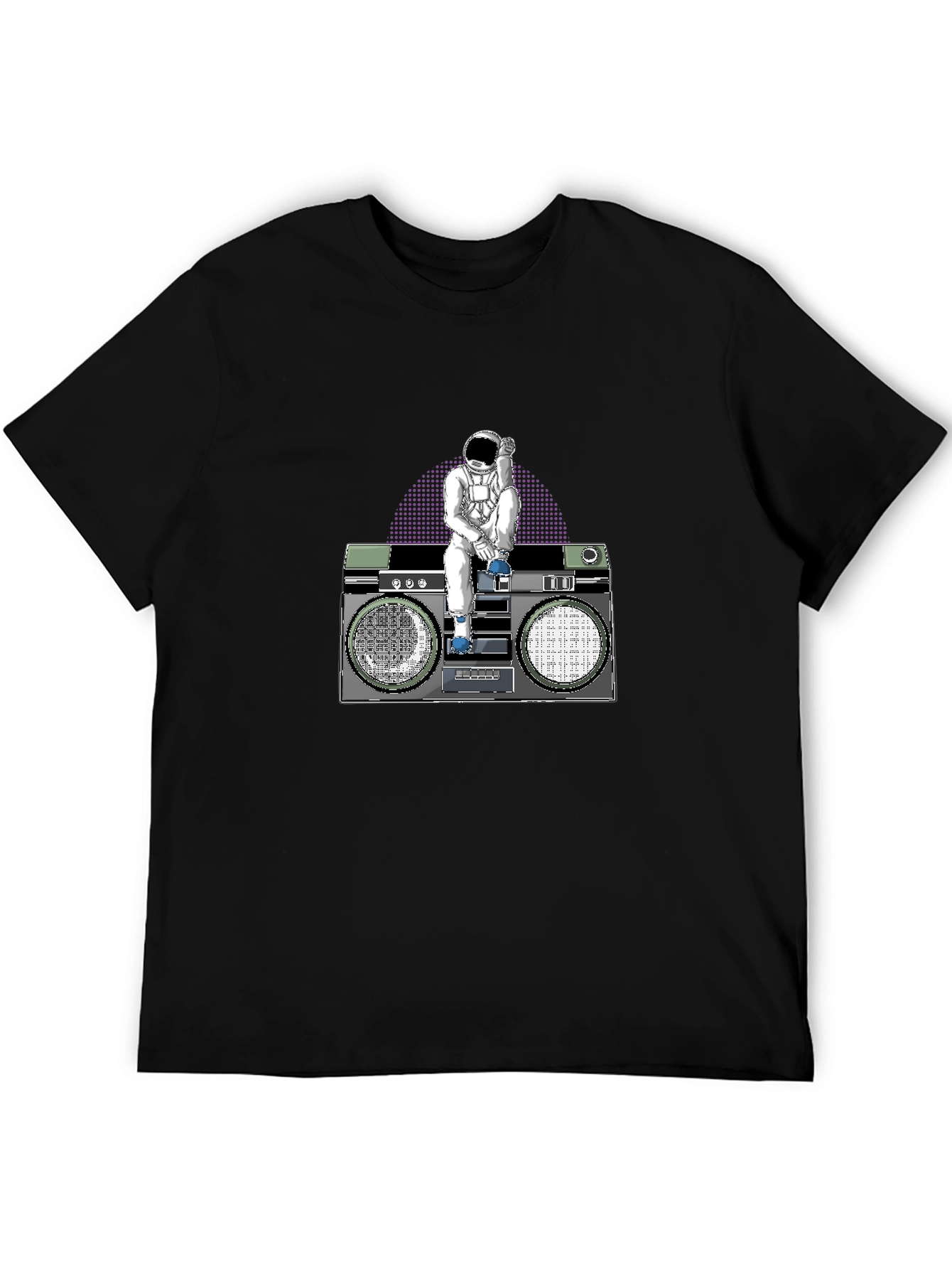 Astronaut Boombox Graphic T-Shirt - Retro Space Design