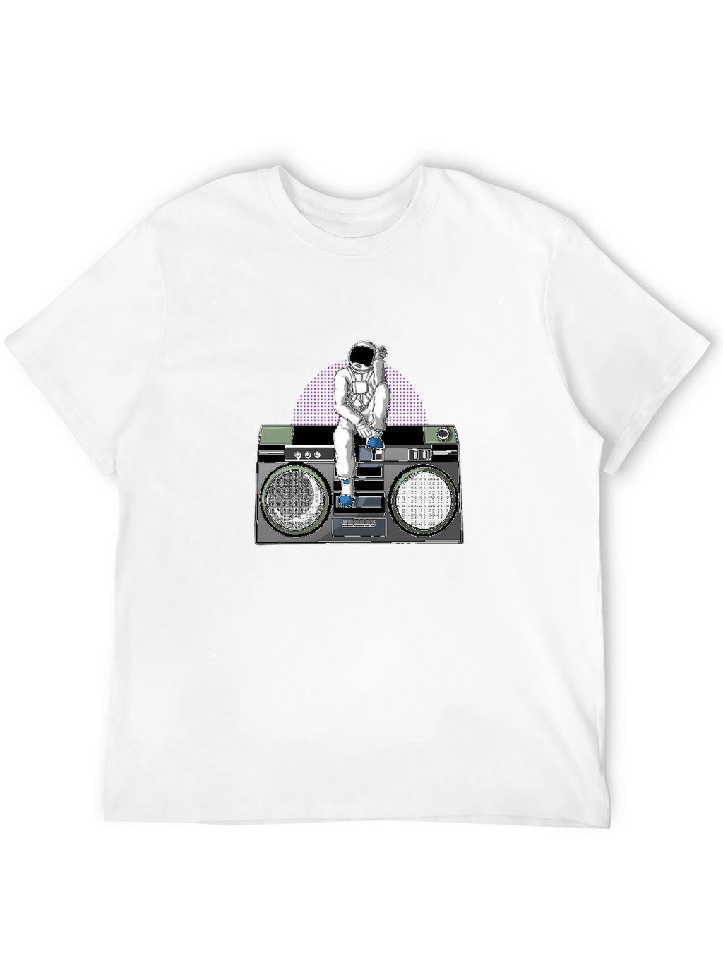 Astronaut Boombox Graphic T-Shirt - Retro Space Design
