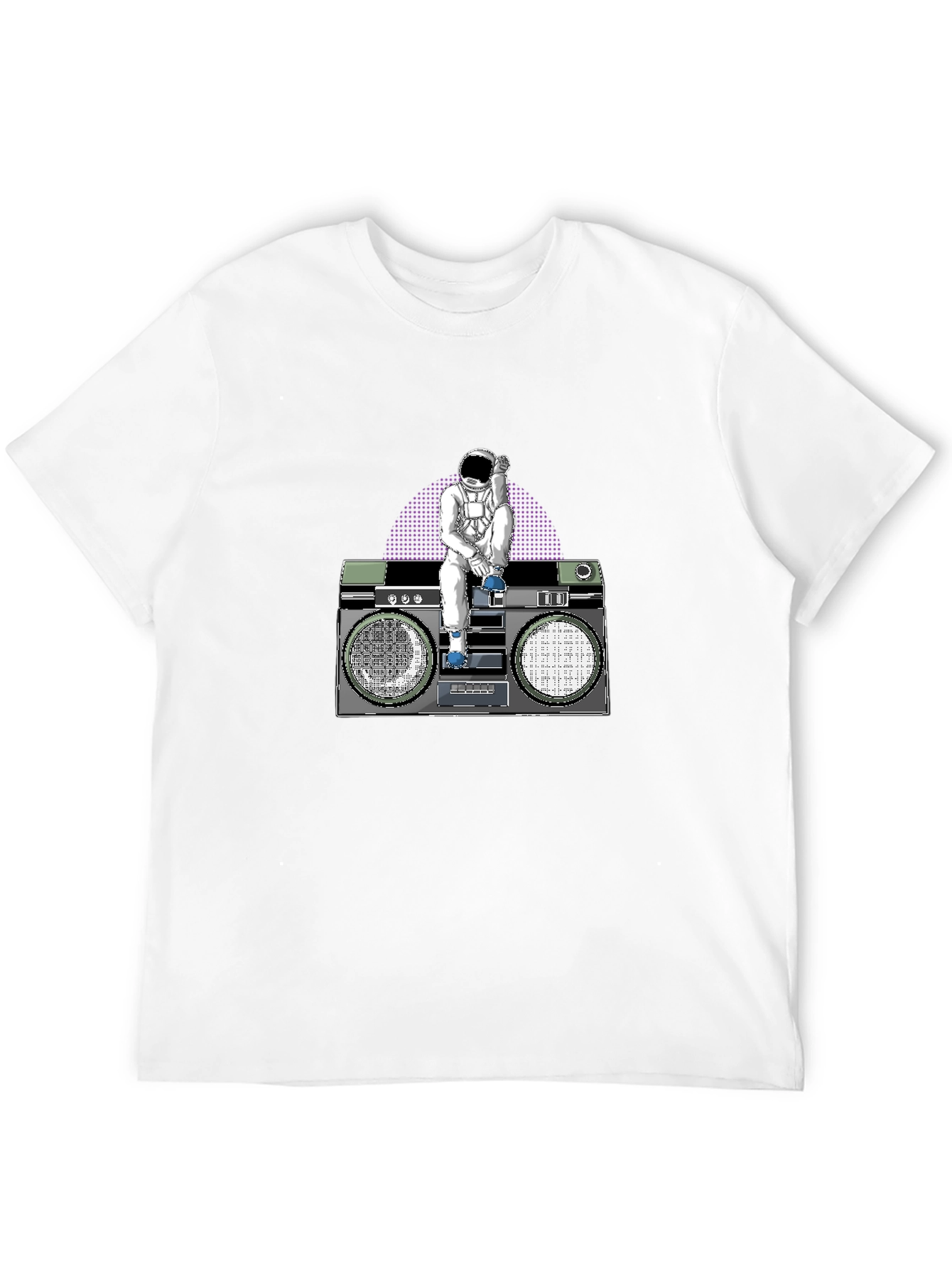 Astronaut Boombox Graphic T-Shirt - Retro Space Design