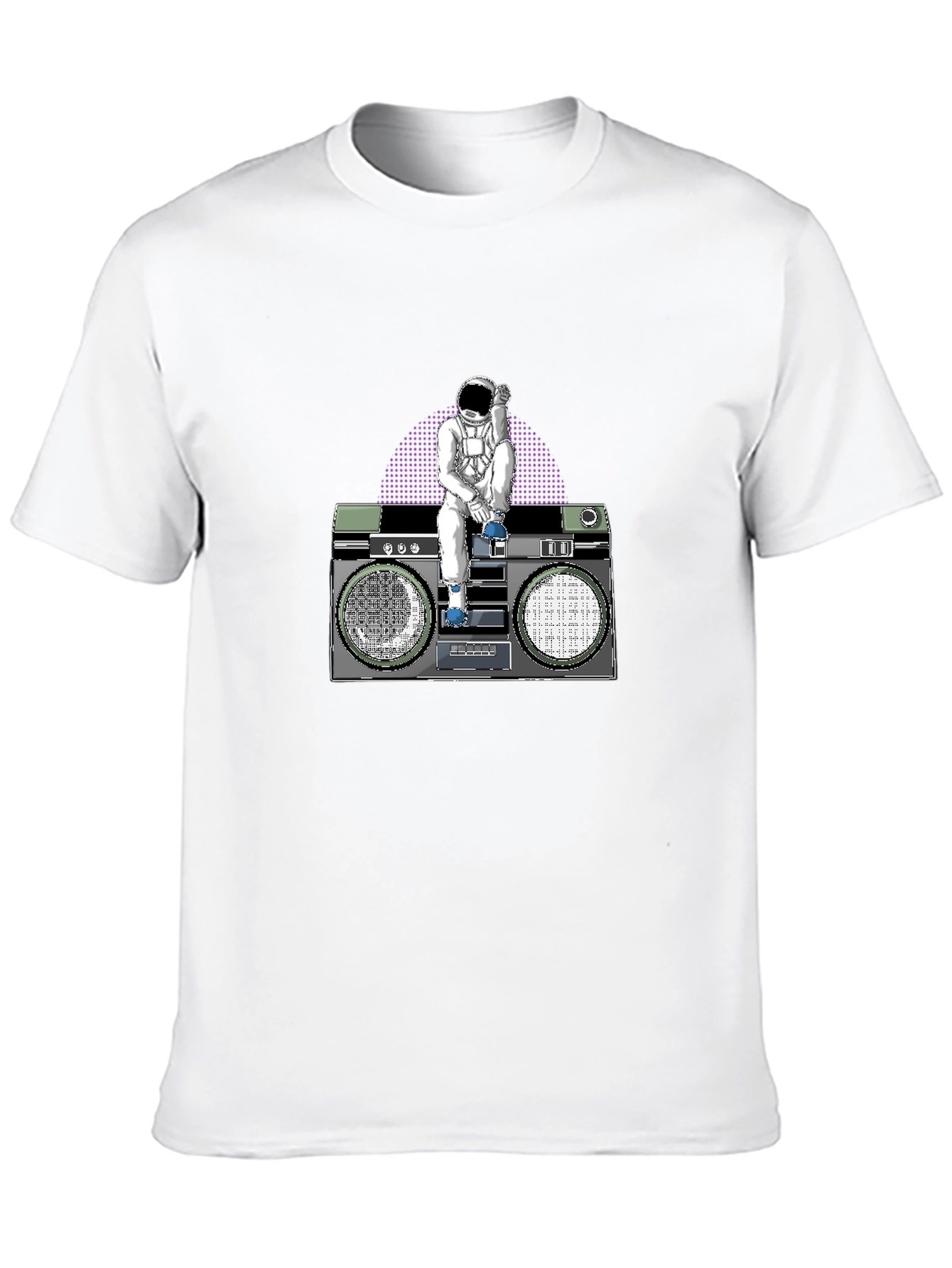 Astronaut Boombox Graphic T-Shirt - Retro Space Design