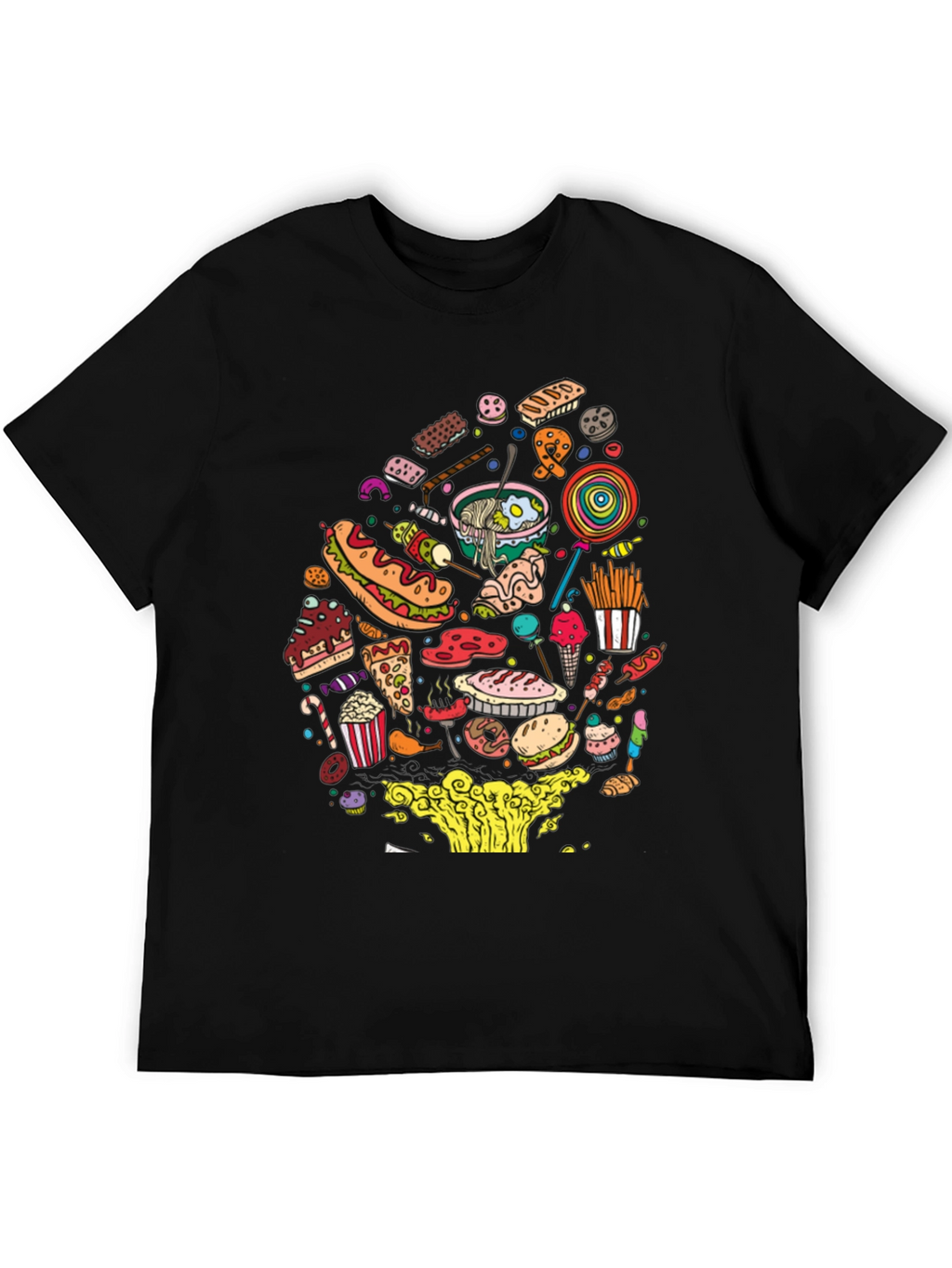 Junk Food Mania Graphic Tee - Black Casual T-Shirt