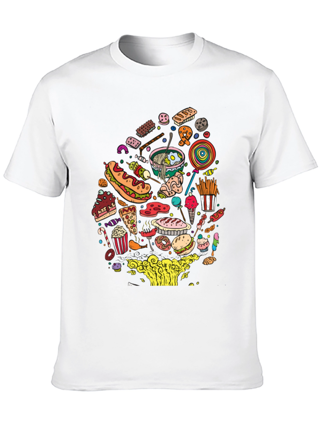 Junk Food Mania Graphic Tee - Black Casual T-Shirt
