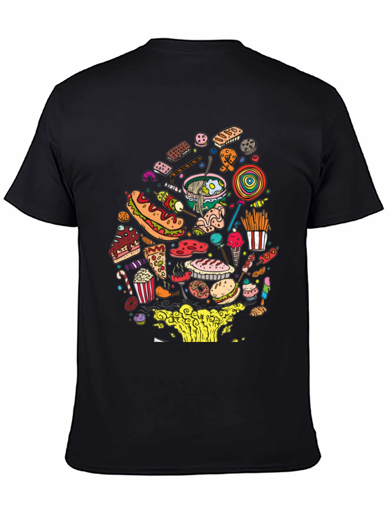 Junk Food Mania Graphic Tee - Black Casual T-Shirt