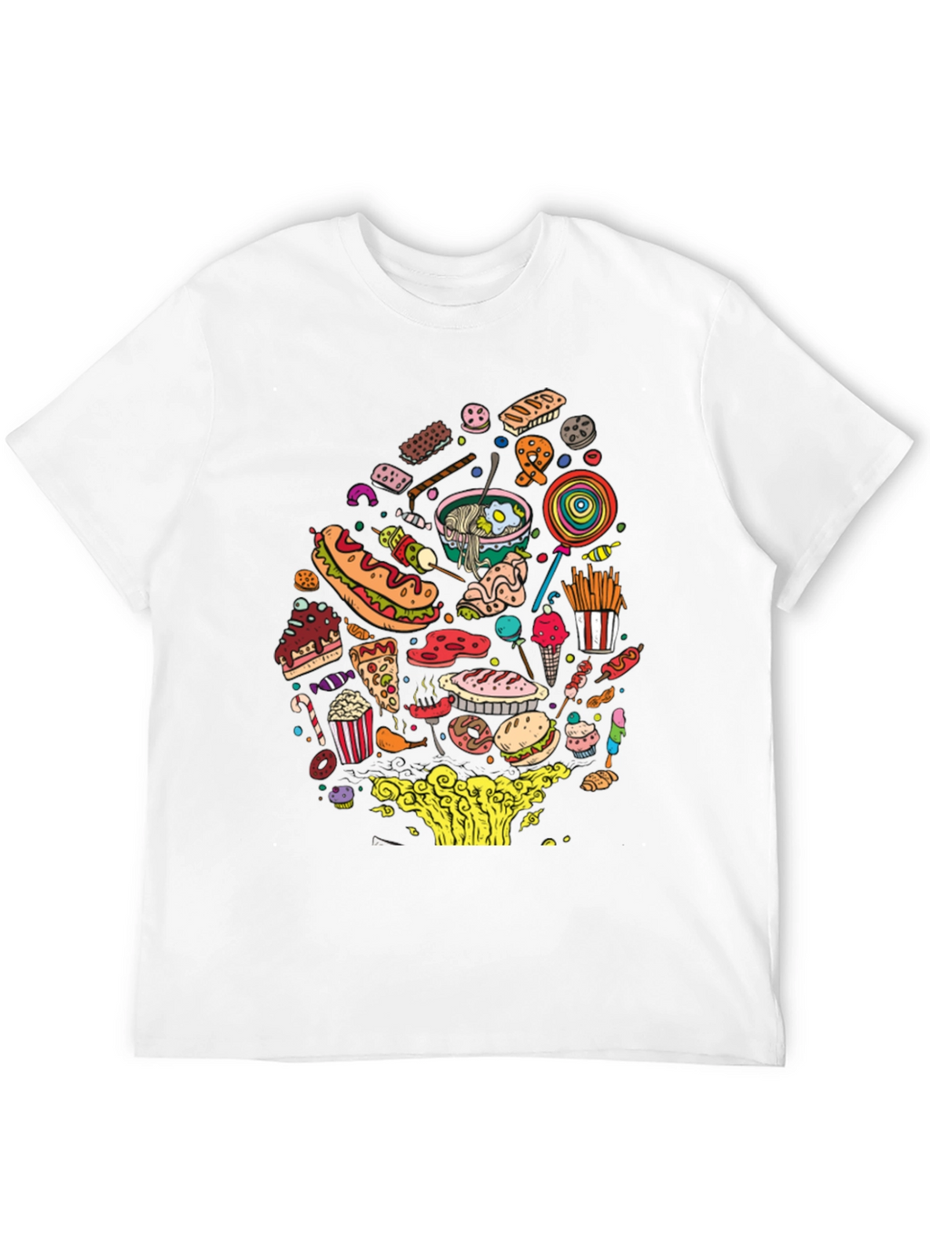 Junk Food Mania Graphic Tee - Black Casual T-Shirt