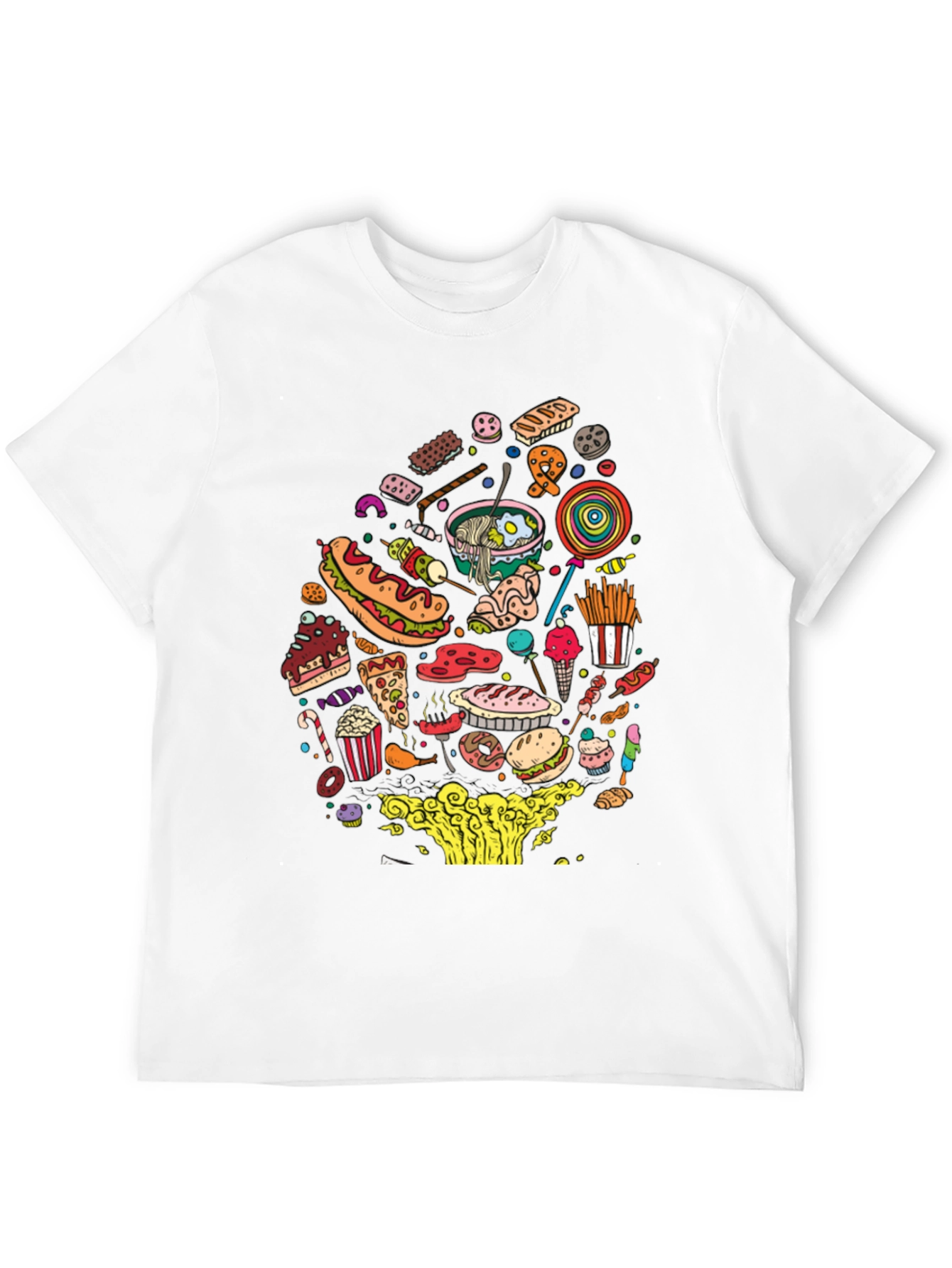 Junk Food Mania Graphic Tee - Black Casual T-Shirt