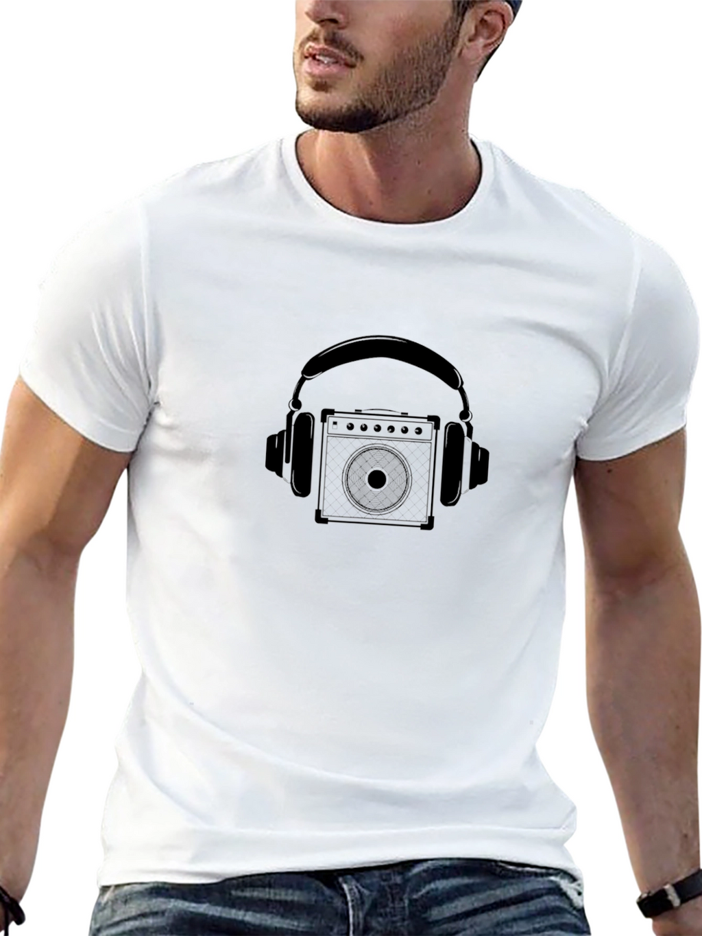 Headphones & Amp Graphic Black T-Shirt