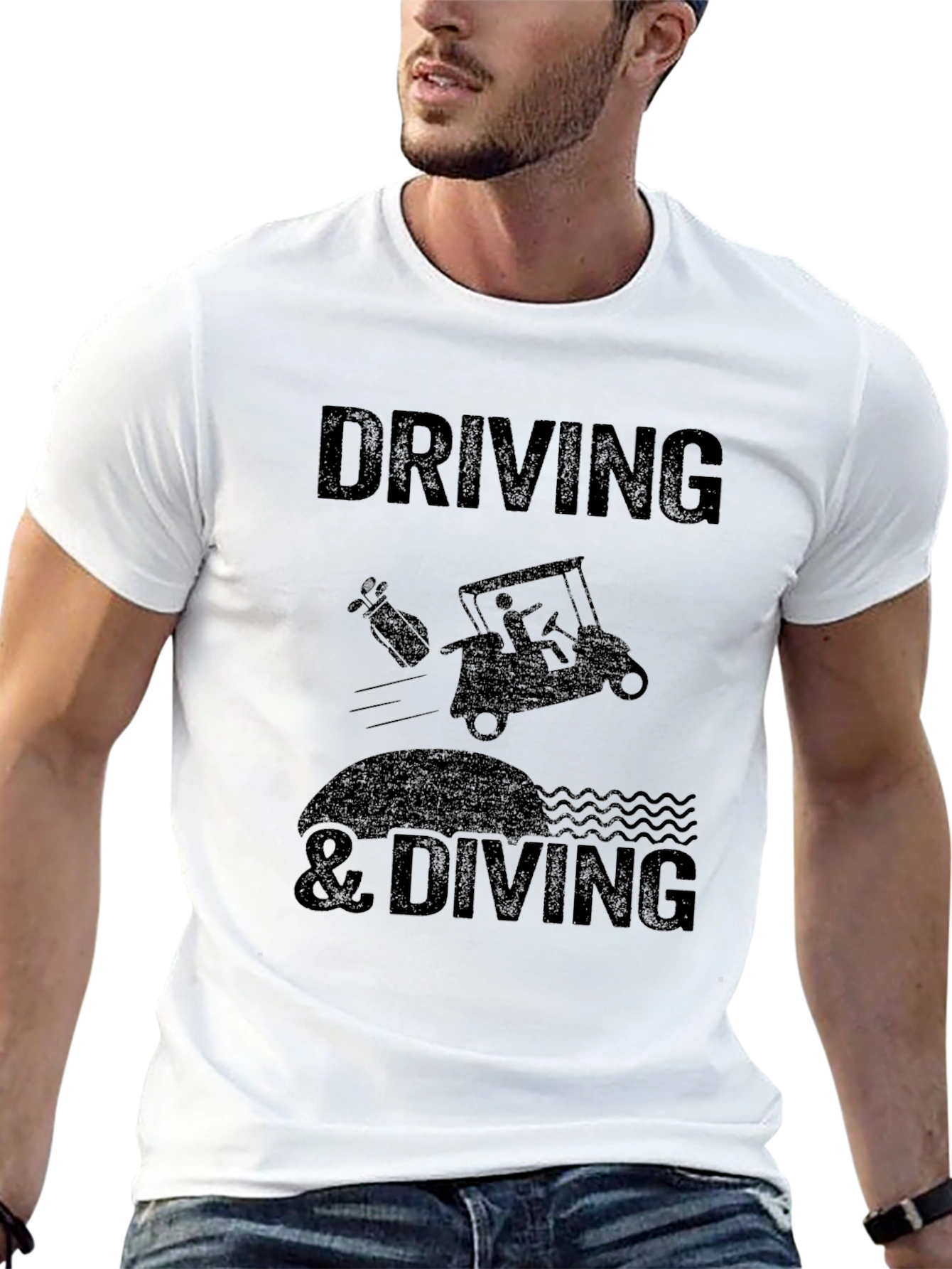 Driving & Diving Graphic Tee - Golf Humor T-Shirt