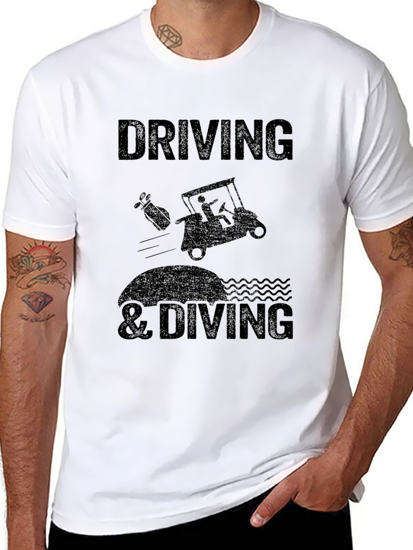 Driving & Diving Graphic Tee - Golf Humor T-Shirt