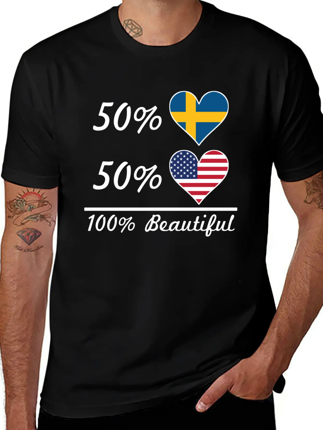 50% Swedish 50% American 100% Beautiful Breathable Soft Cotton T-Shirt – Timeless Casual Look