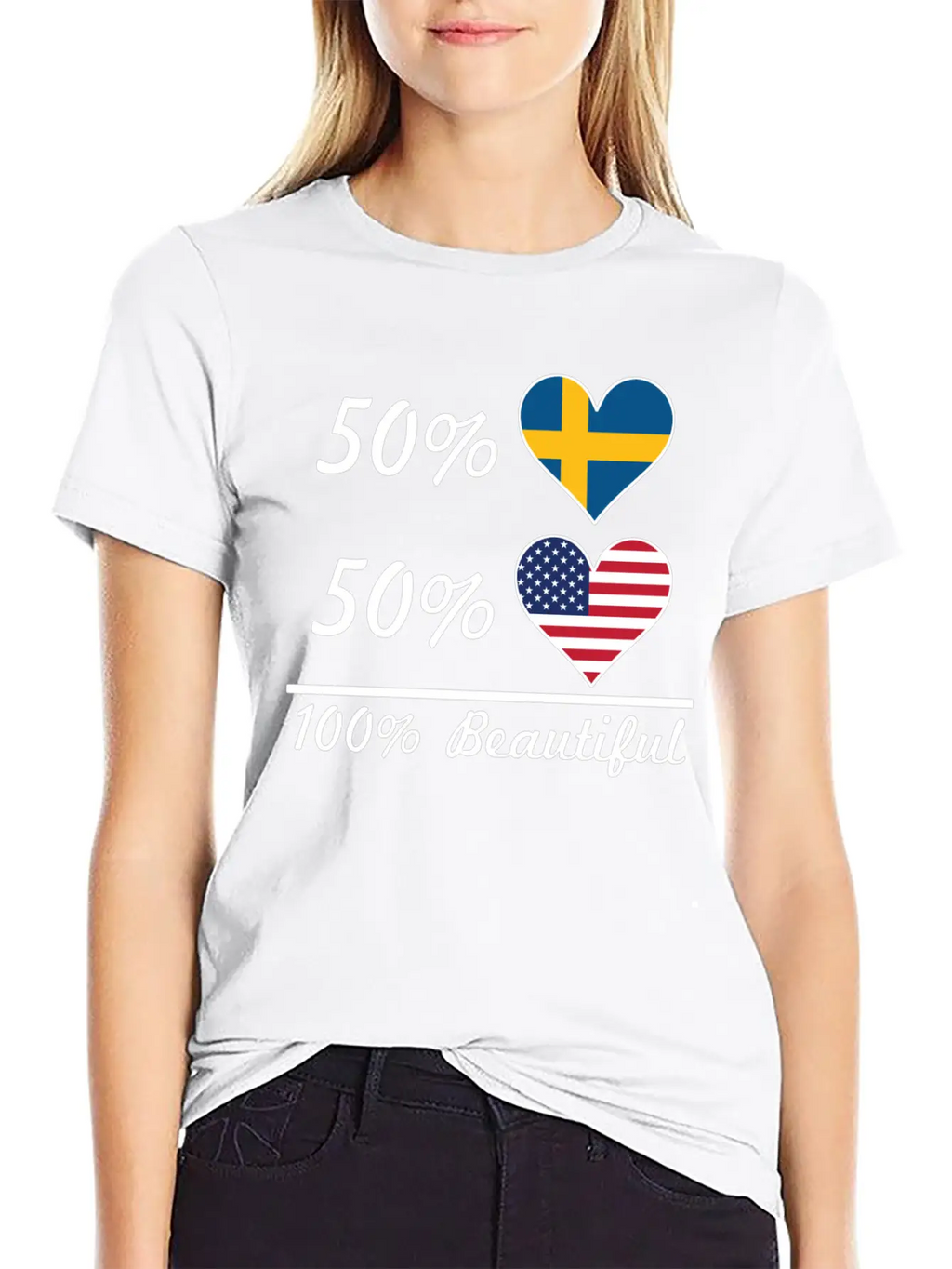 50% Swedish 50% American 100% Beautiful Breathable Soft Cotton T-Shirt – Timeless Casual Look