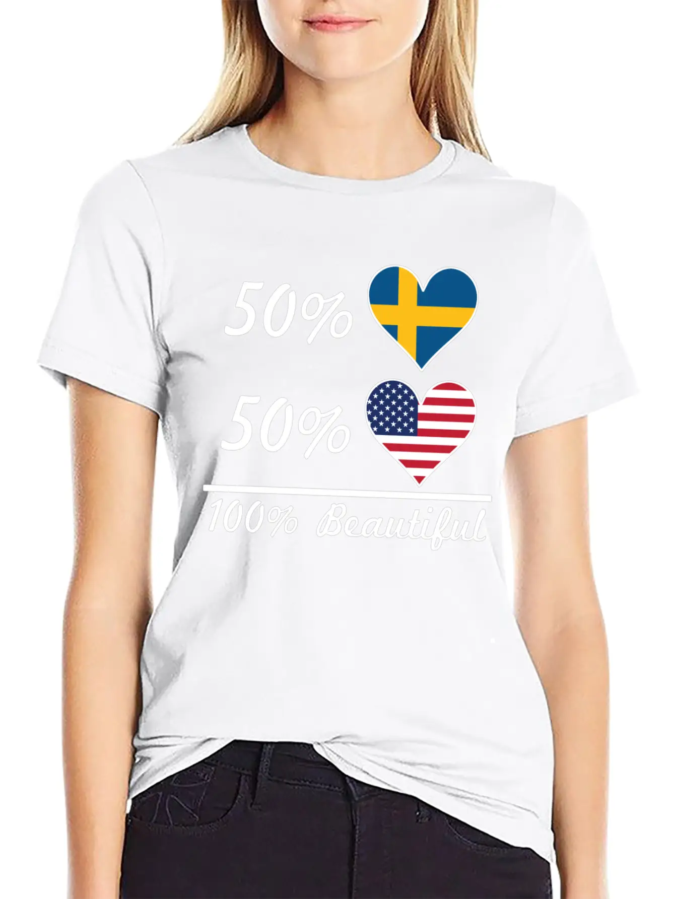 50% Swedish 50% American 100% Beautiful Breathable Soft Cotton T-Shirt – Timeless Casual Look
