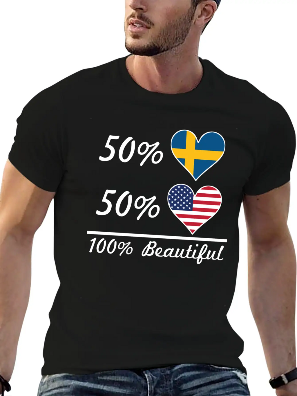 50% Swedish 50% American 100% Beautiful Breathable Soft Cotton T-Shirt – Timeless Casual Look