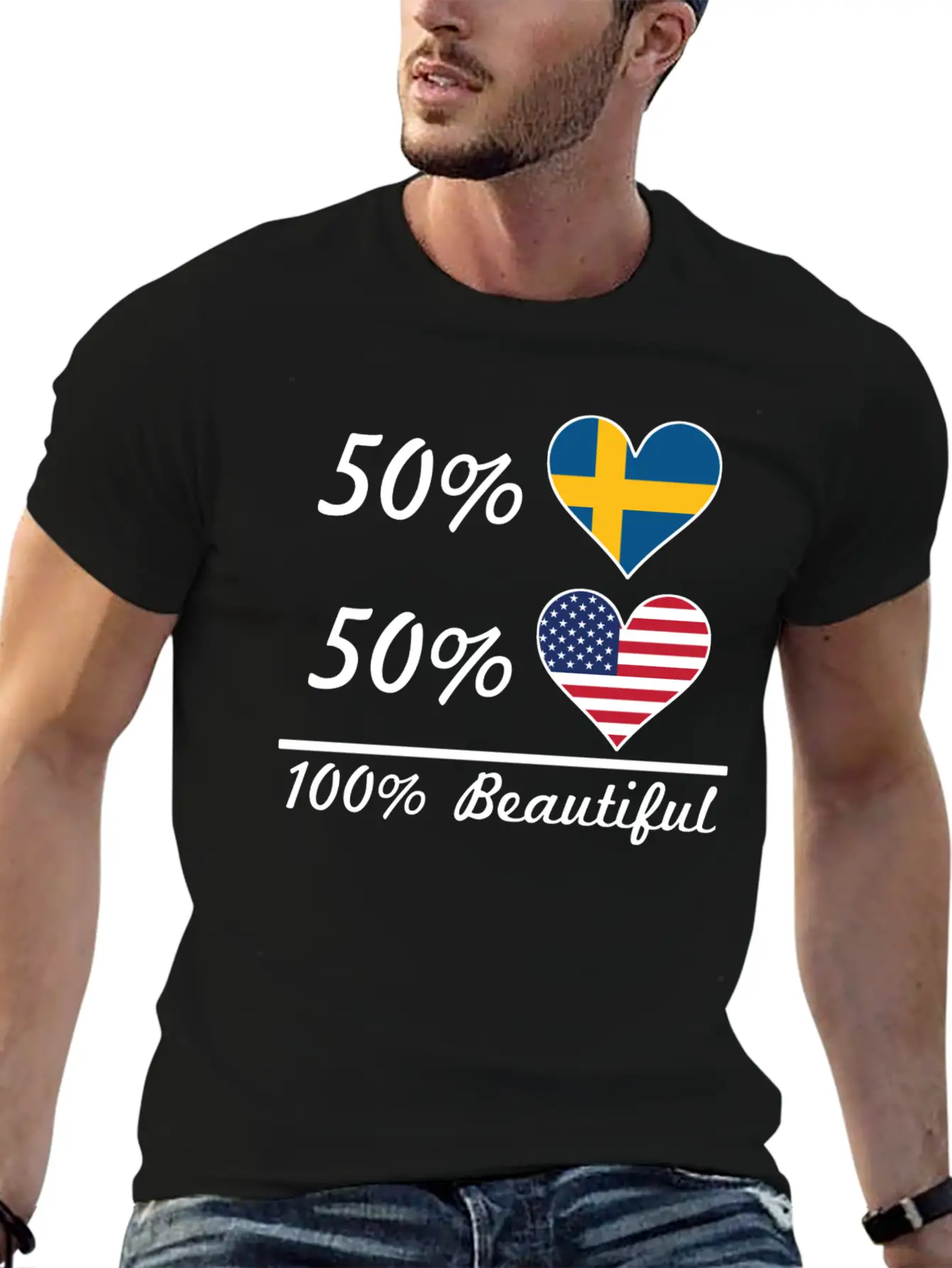 50% Swedish 50% American 100% Beautiful Breathable Soft Cotton T-Shirt – Timeless Casual Look