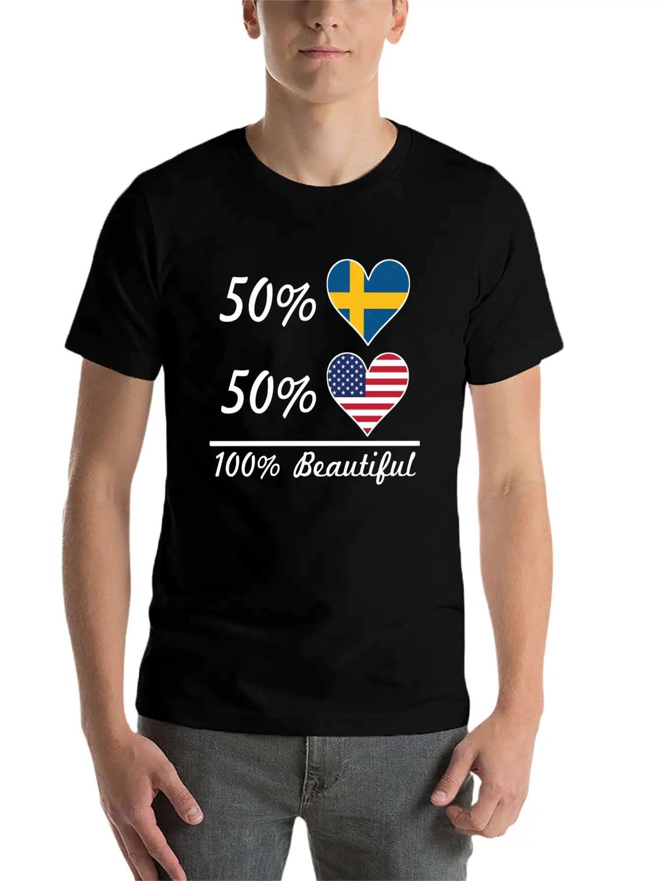 50% Swedish 50% American 100% Beautiful Breathable Soft Cotton T-Shirt – Timeless Casual Look