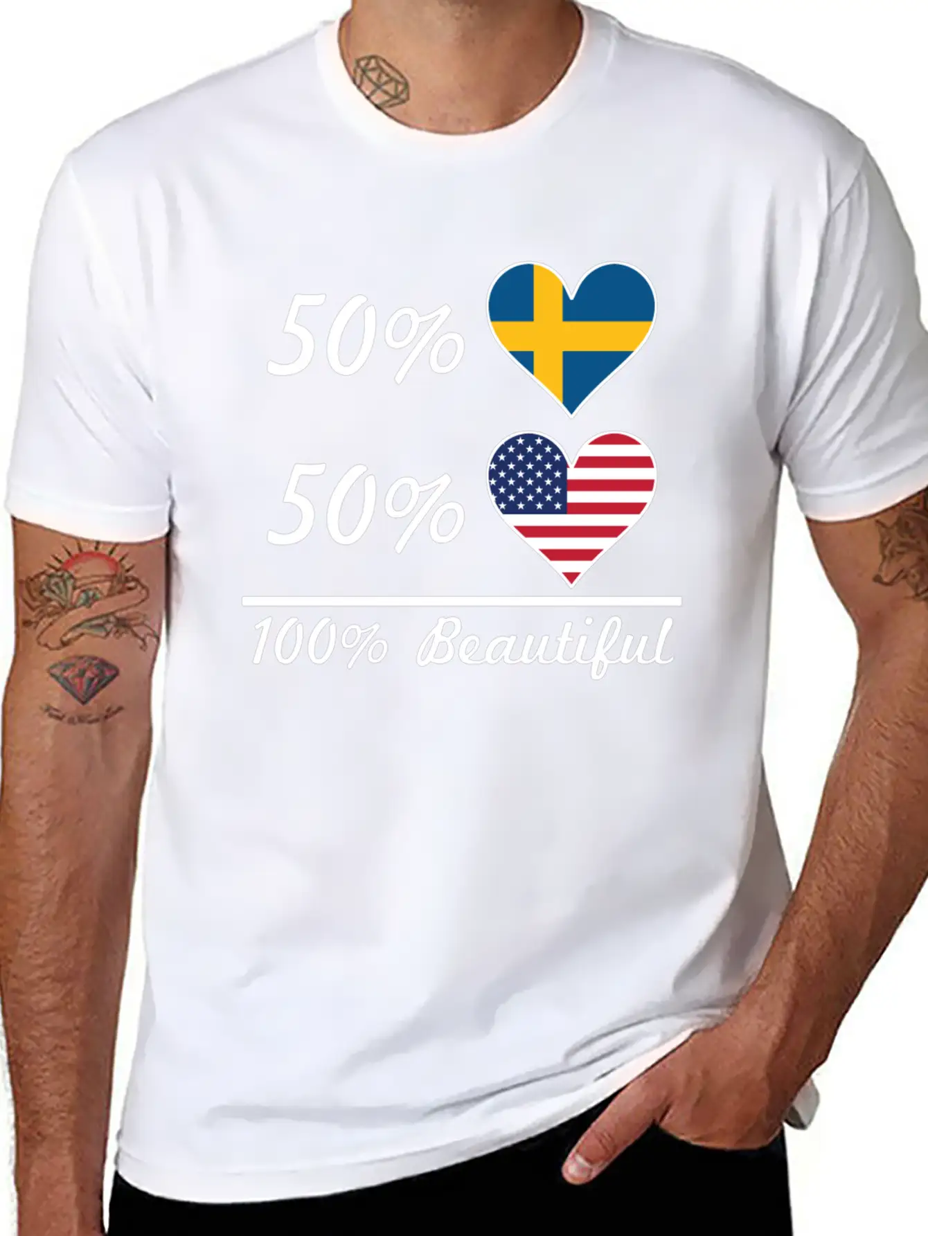 50% Swedish 50% American 100% Beautiful Breathable Soft Cotton T-Shirt – Timeless Casual Look