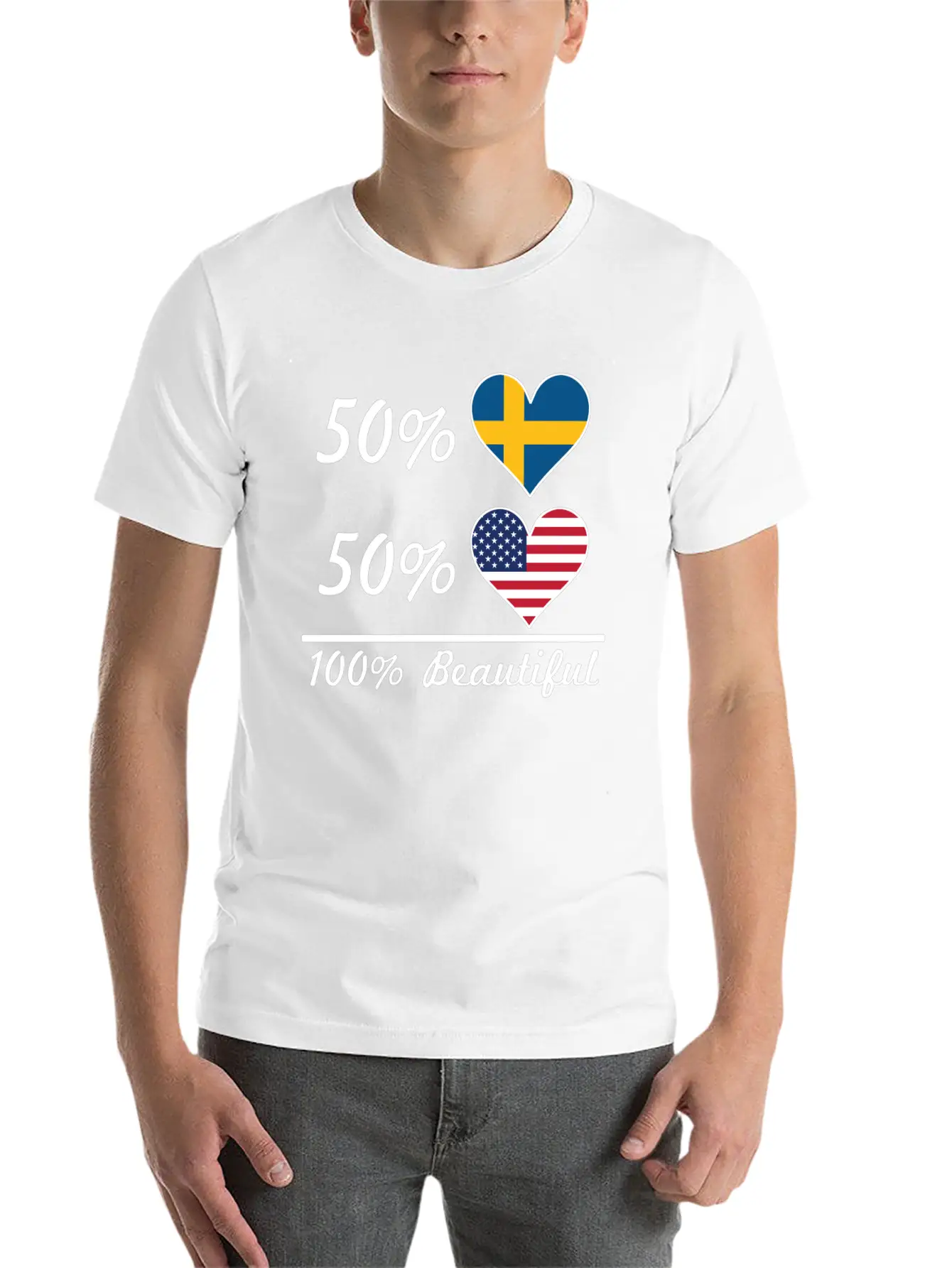 50% Swedish 50% American 100% Beautiful Breathable Soft Cotton T-Shirt – Timeless Casual Look