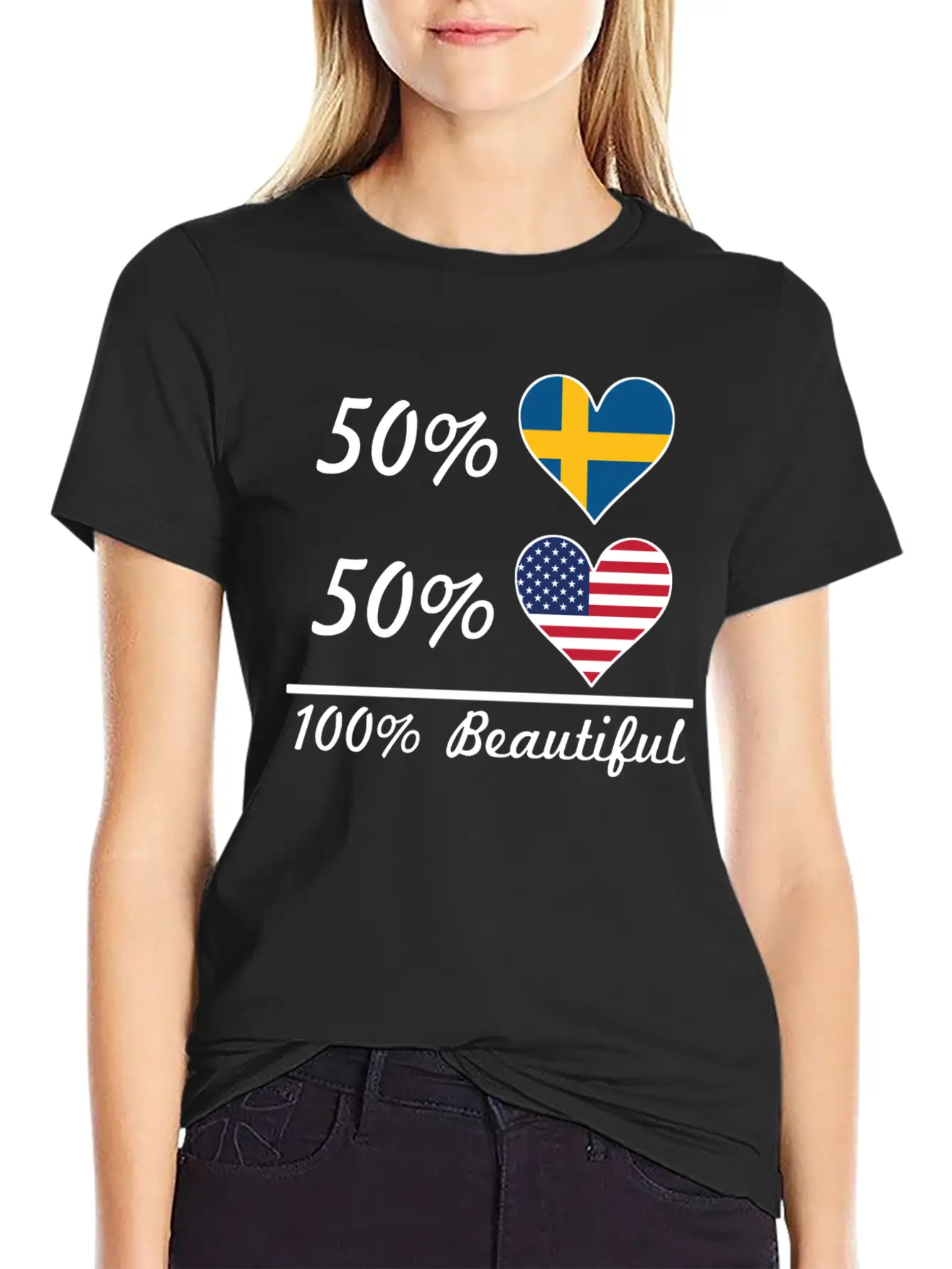 50% Swedish 50% American 100% Beautiful Breathable Soft Cotton T-Shirt – Timeless Casual Look