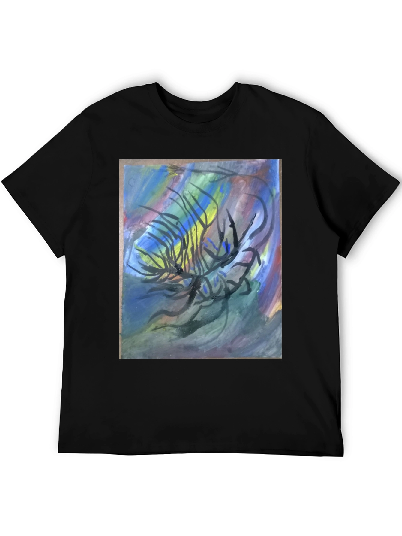 Abstract Art Graphic Tee - Black
