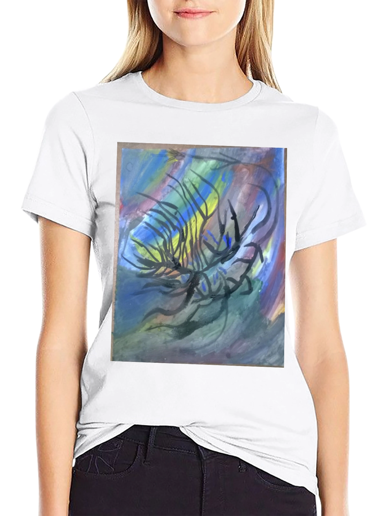 Abstract Art Graphic Tee - Black