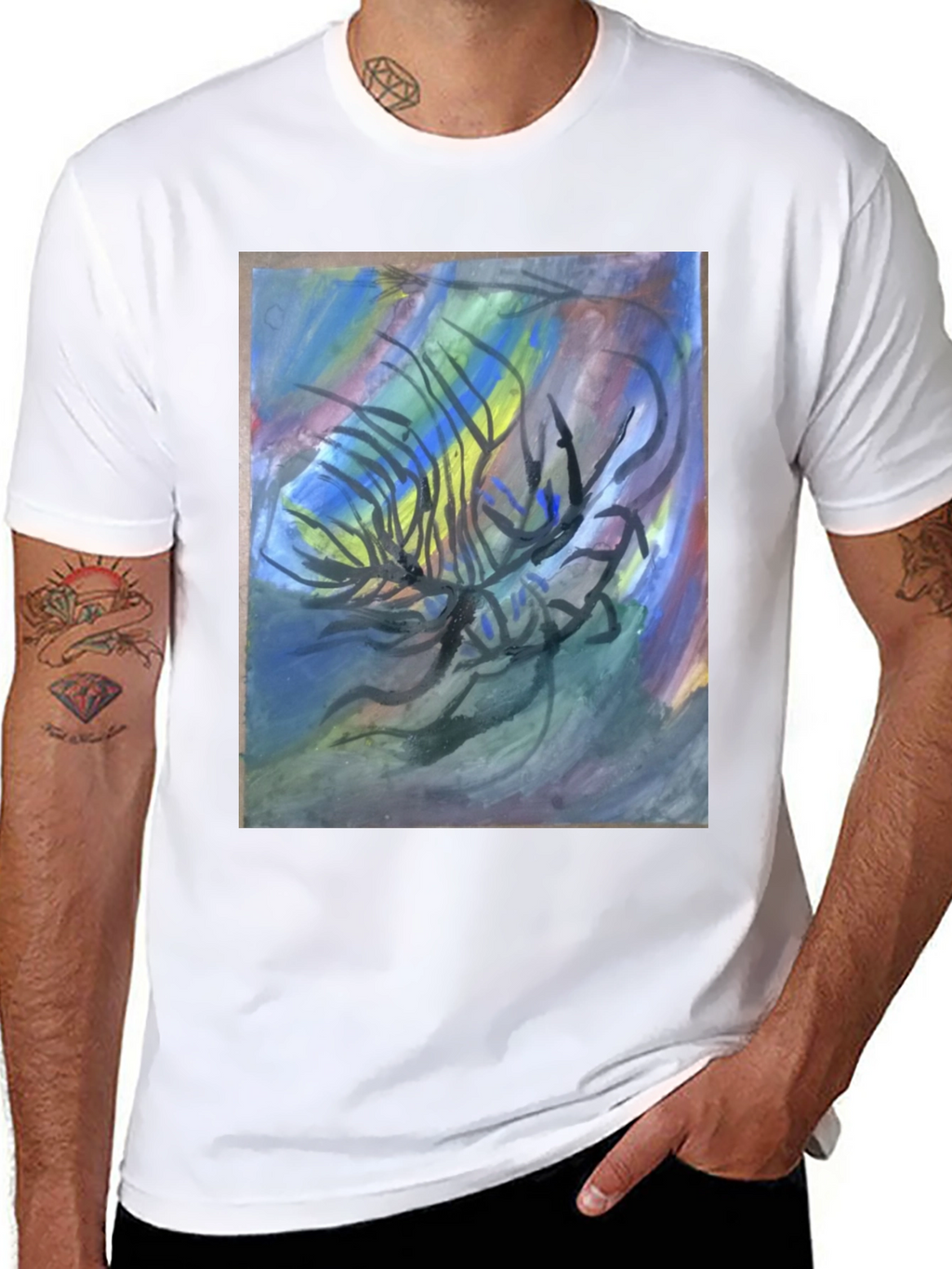 Abstract Art Graphic Tee - Black