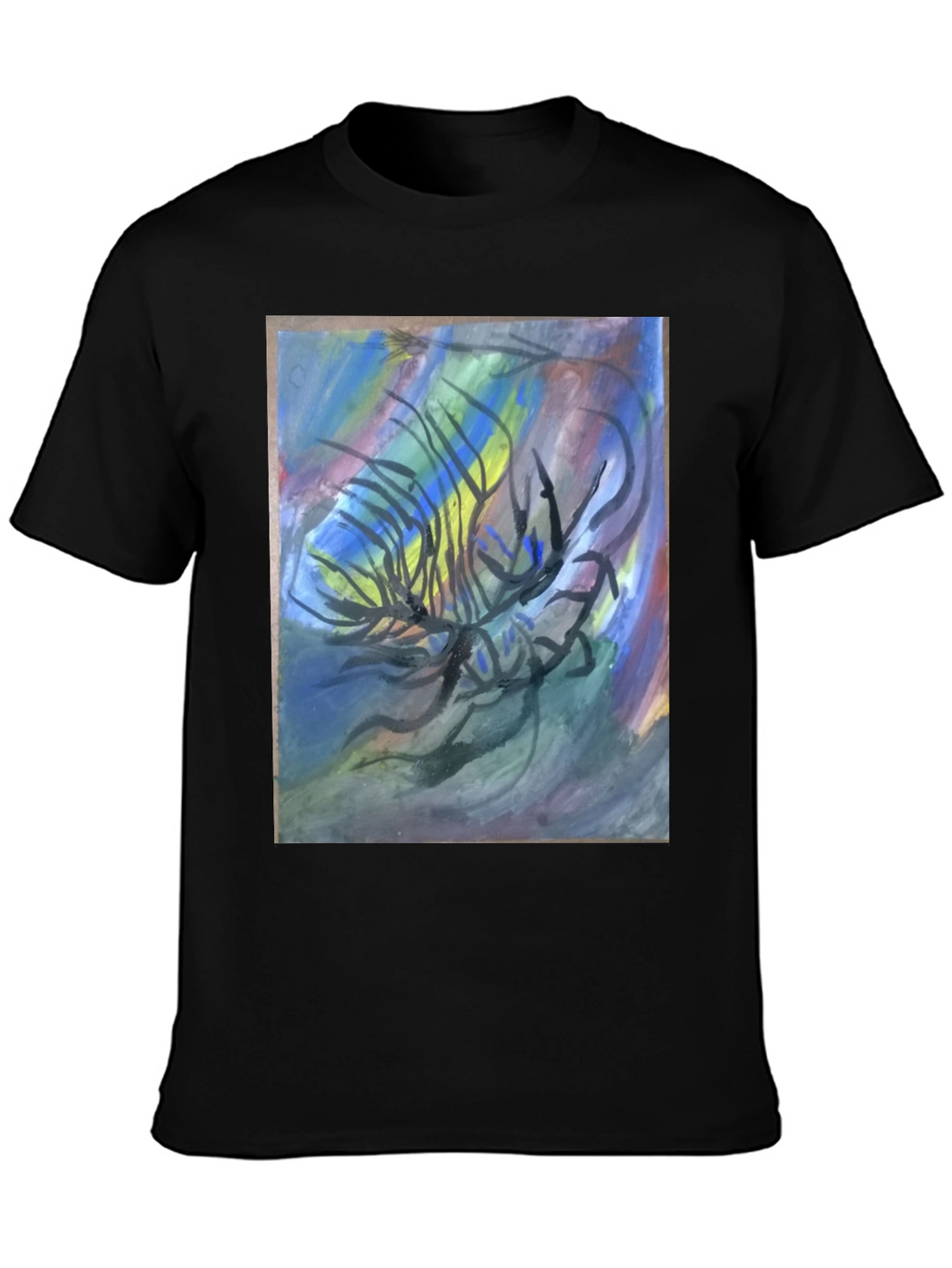 Abstract Art Graphic Tee - Black