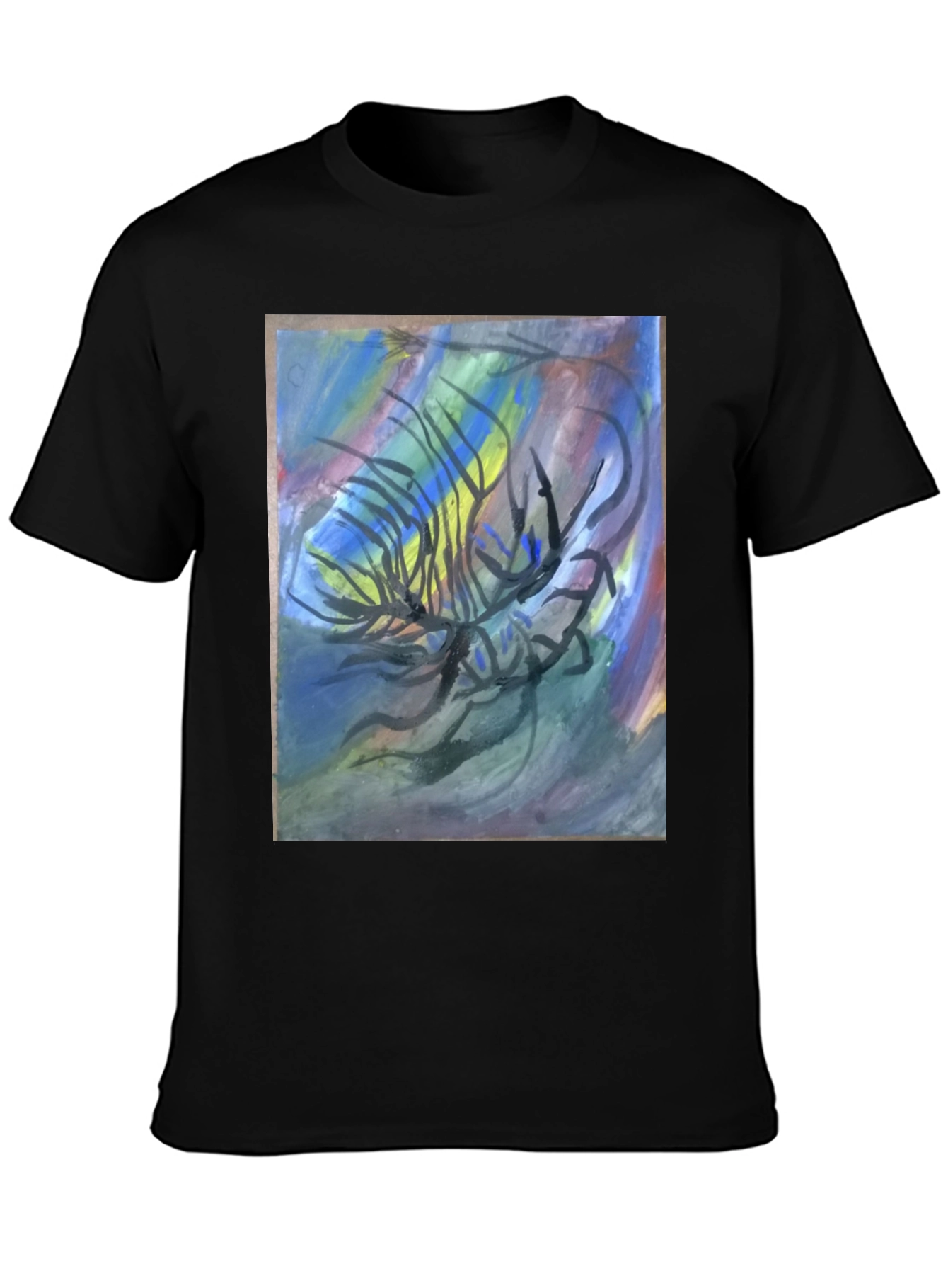 Abstract Art Graphic Tee - Black