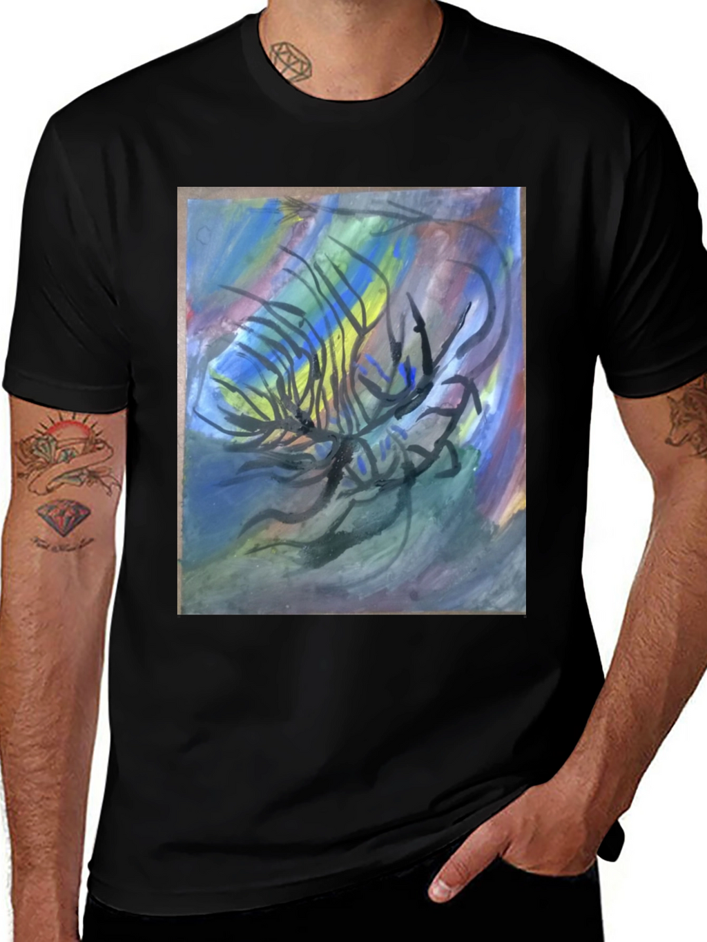 Abstract Art Graphic Tee - Black