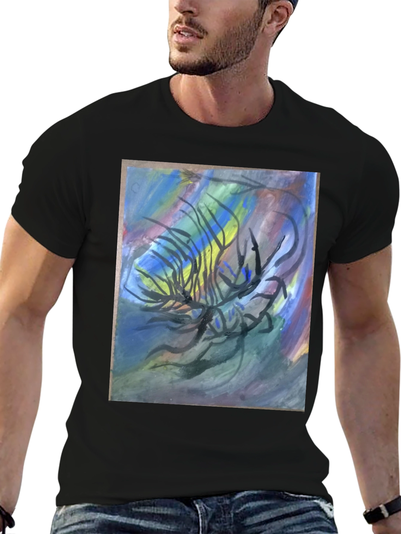 Abstract Art Graphic Tee - Black
