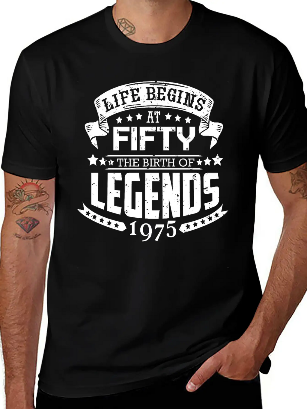 50th Birthday Legends Vintage 1975 Grunge Style Unisex Short Sleeve Soft Cotton T-Shirt – Casual Everyday Wear