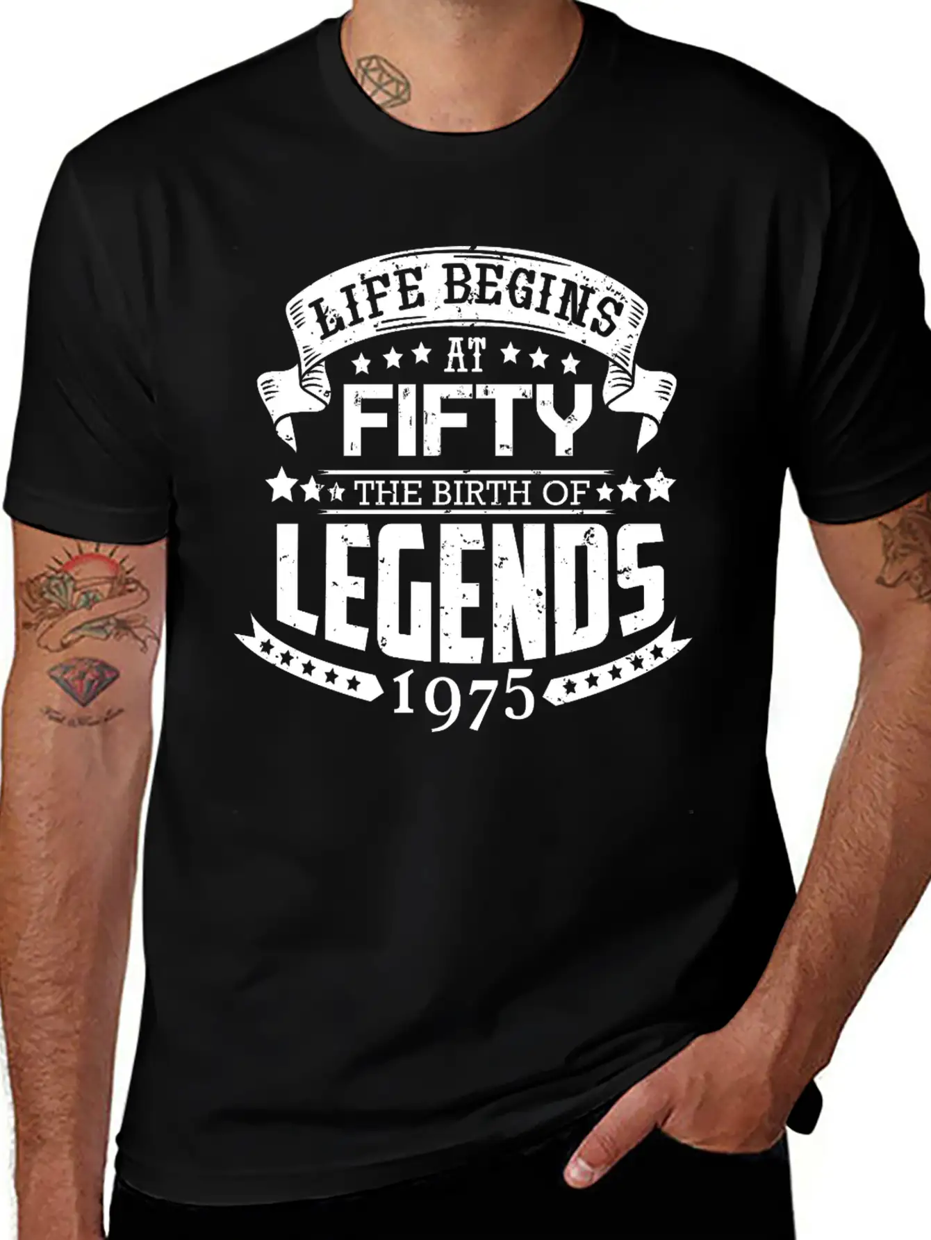50th Birthday Legends Vintage 1975 Grunge Style Unisex Short Sleeve Soft Cotton T-Shirt – Casual Everyday Wear