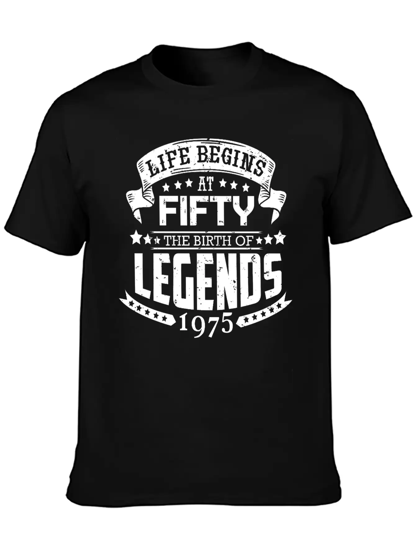 50th Birthday Legends Vintage 1975 Grunge Style Unisex Short Sleeve Soft Cotton T-Shirt – Casual Everyday Wear