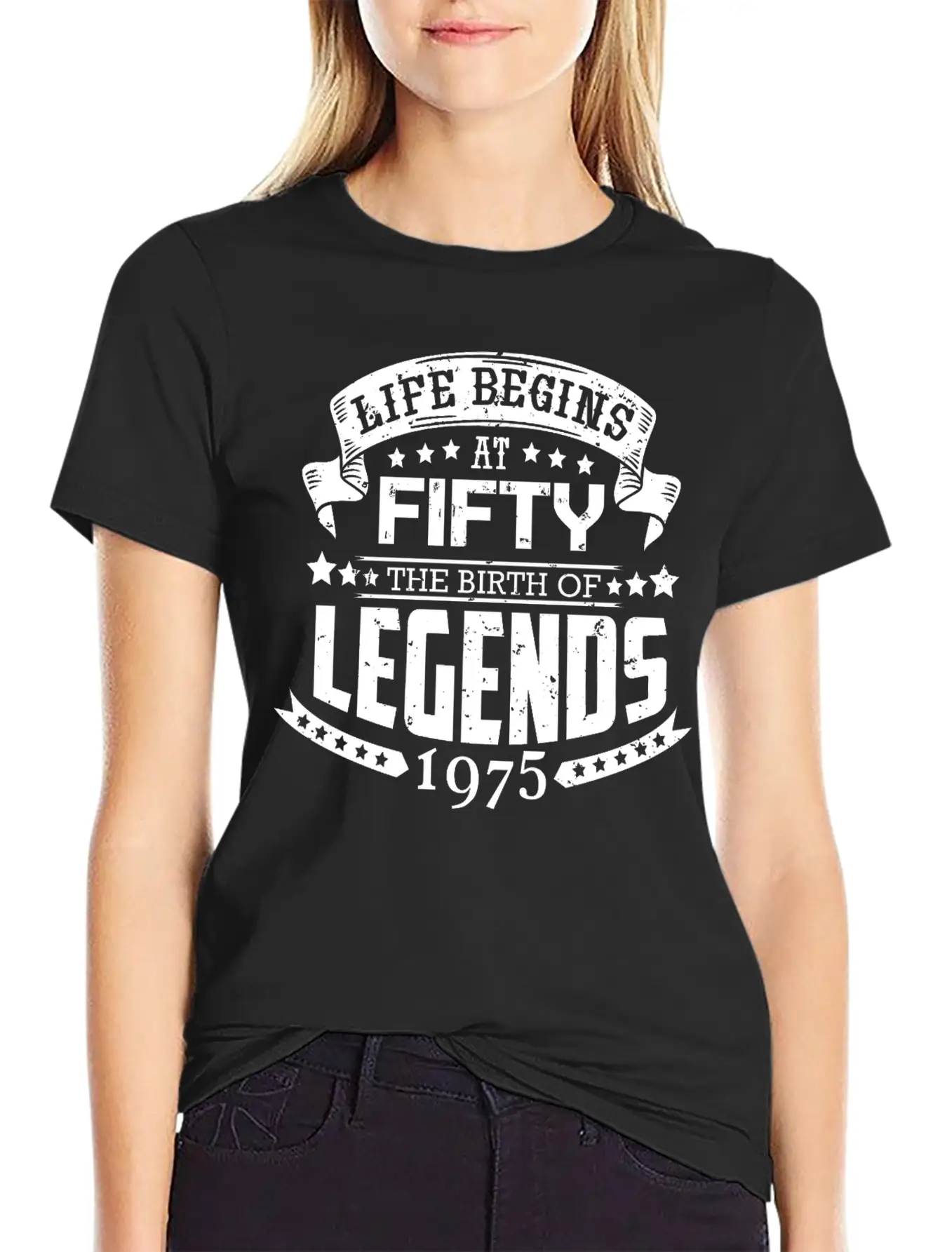 50th Birthday Legends Vintage 1975 Grunge Style Unisex Short Sleeve Soft Cotton T-Shirt – Casual Everyday Wear