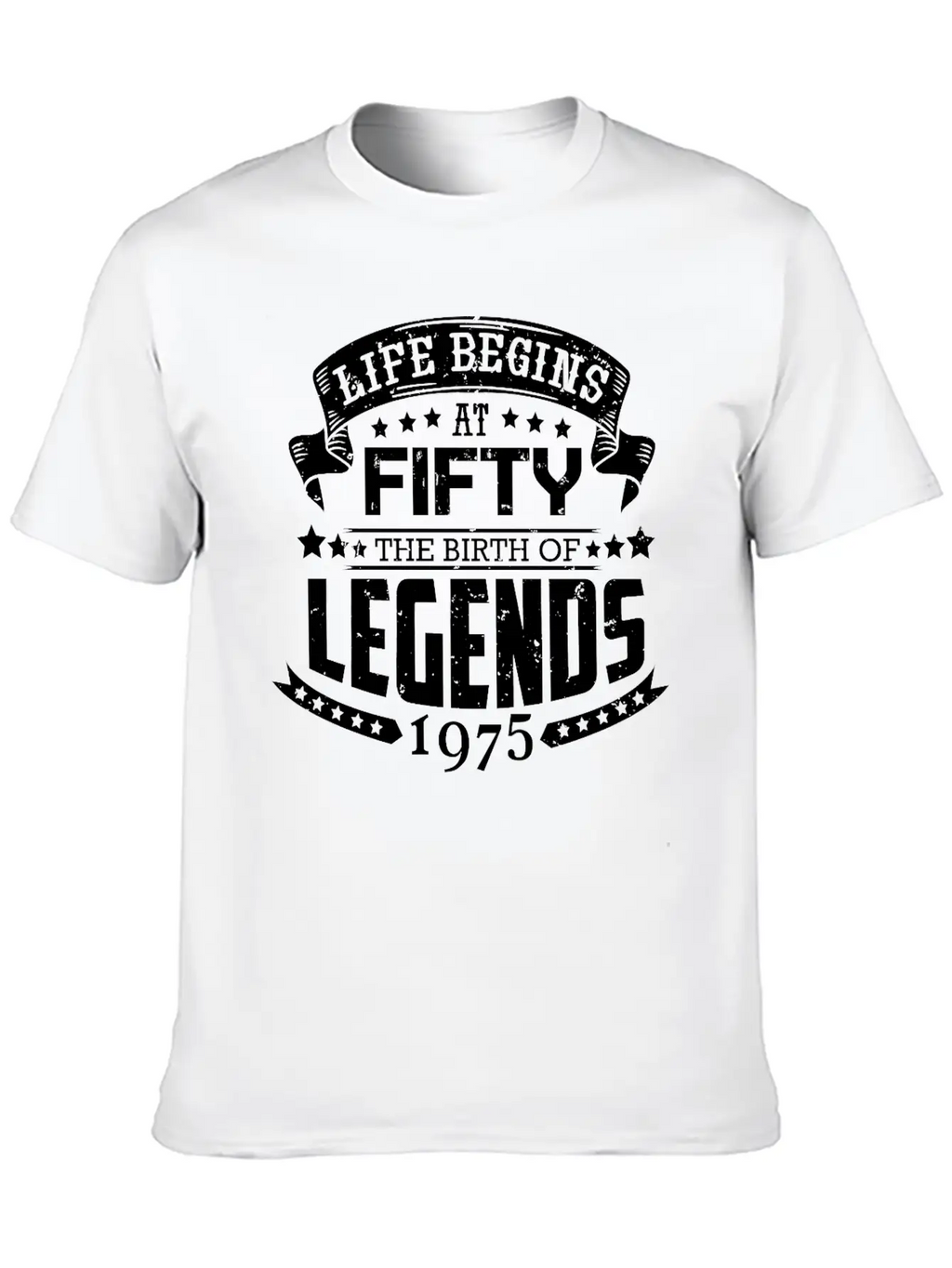 50th Birthday Legends Vintage 1975 Grunge Style Unisex Short Sleeve Soft Cotton T-Shirt – Casual Everyday Wear