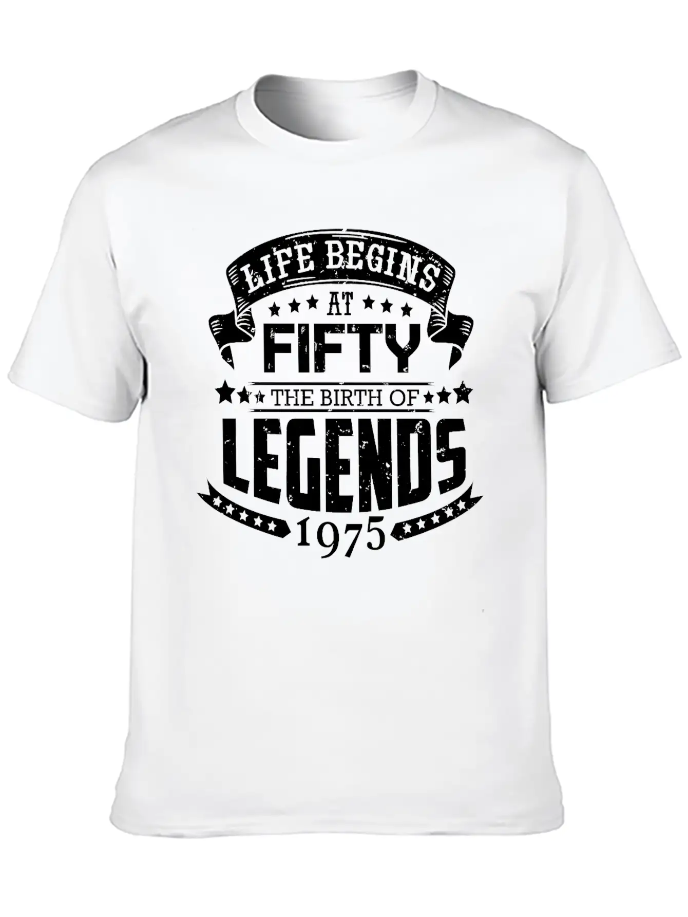 50th Birthday Legends Vintage 1975 Grunge Style Unisex Short Sleeve Soft Cotton T-Shirt – Casual Everyday Wear