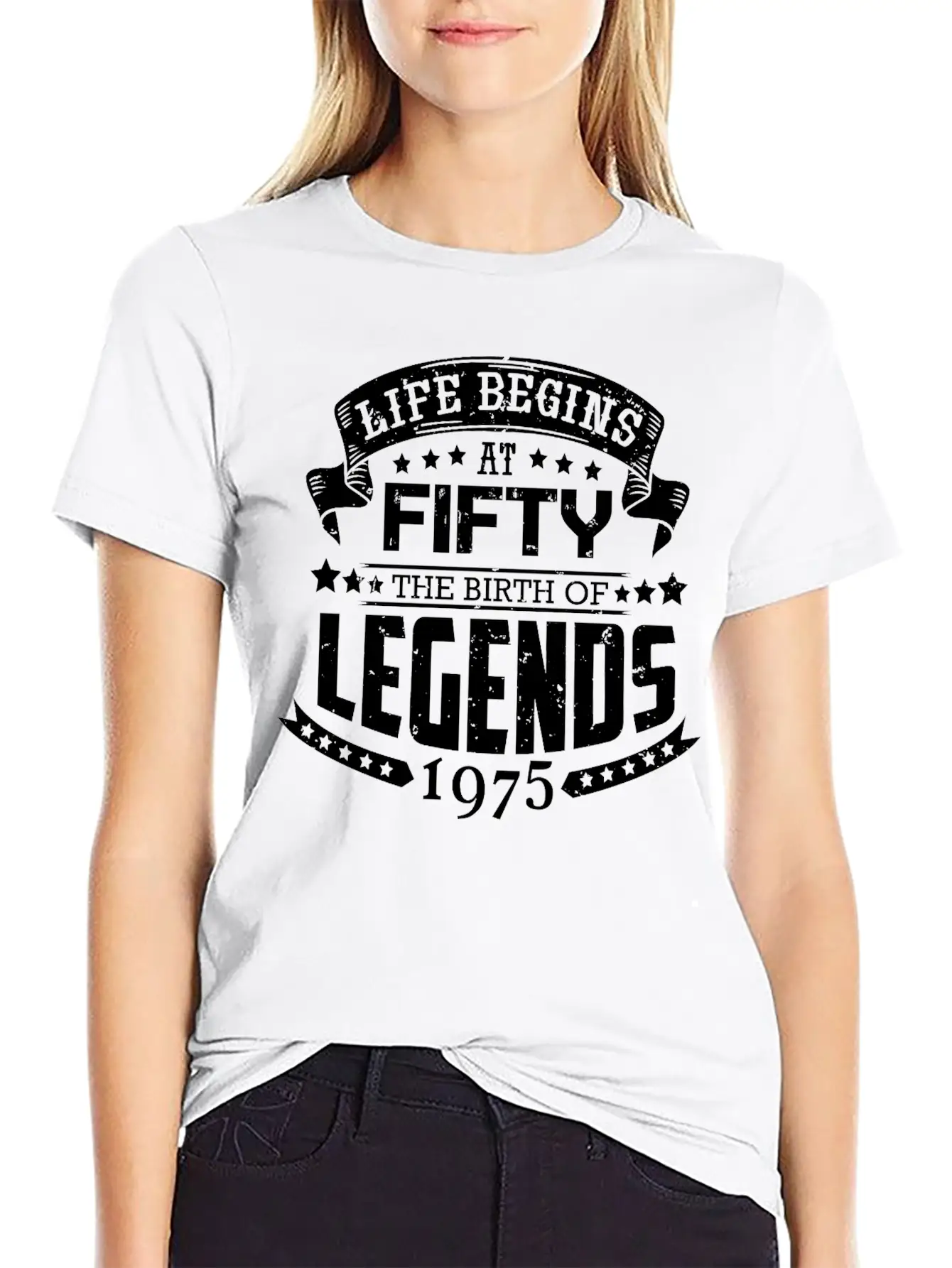 50th Birthday Legends Vintage 1975 Grunge Style Unisex Short Sleeve Soft Cotton T-Shirt – Casual Everyday Wear