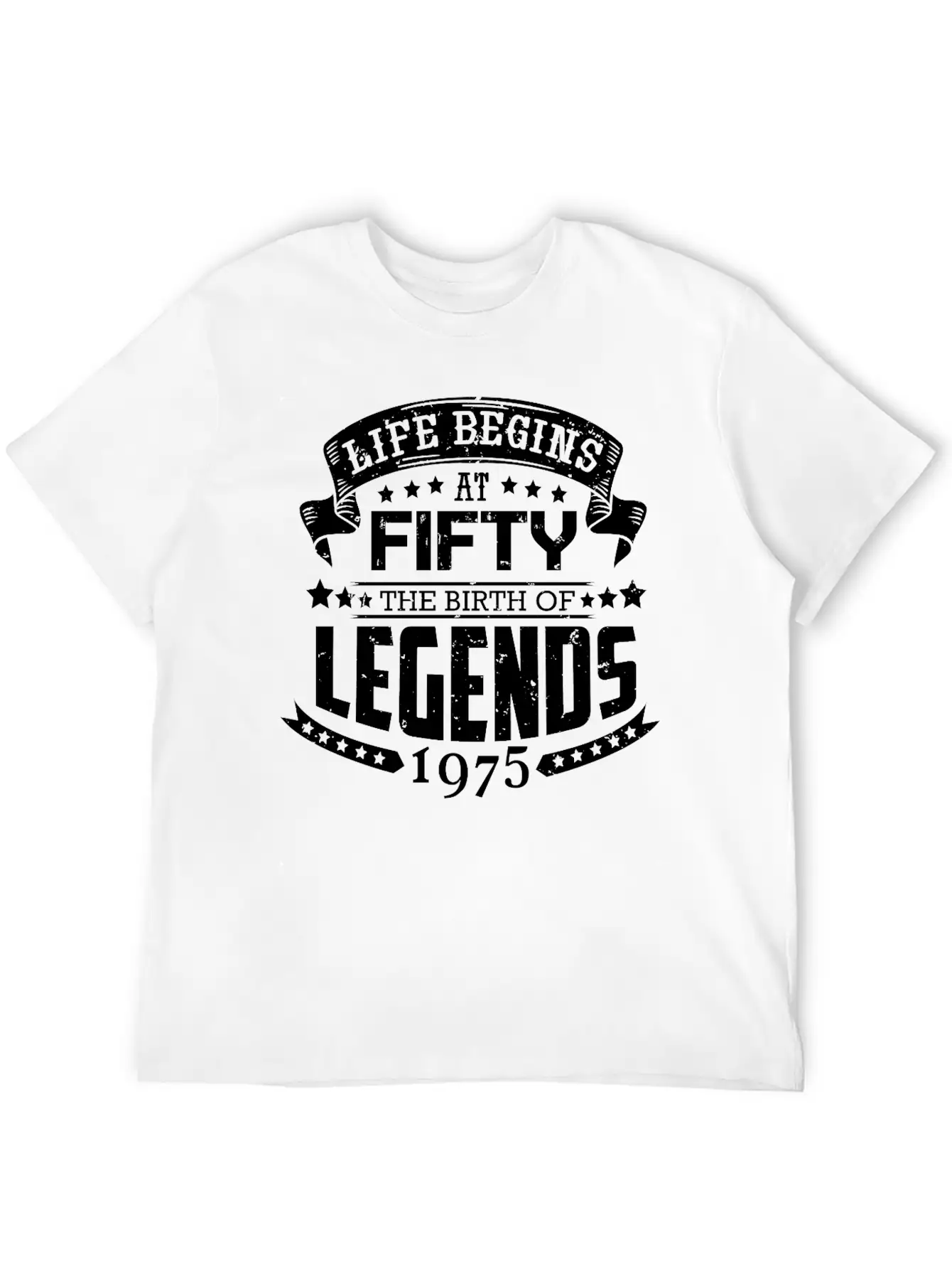 50th Birthday Legends Vintage 1975 Grunge Style Unisex Short Sleeve Soft Cotton T-Shirt – Casual Everyday Wear