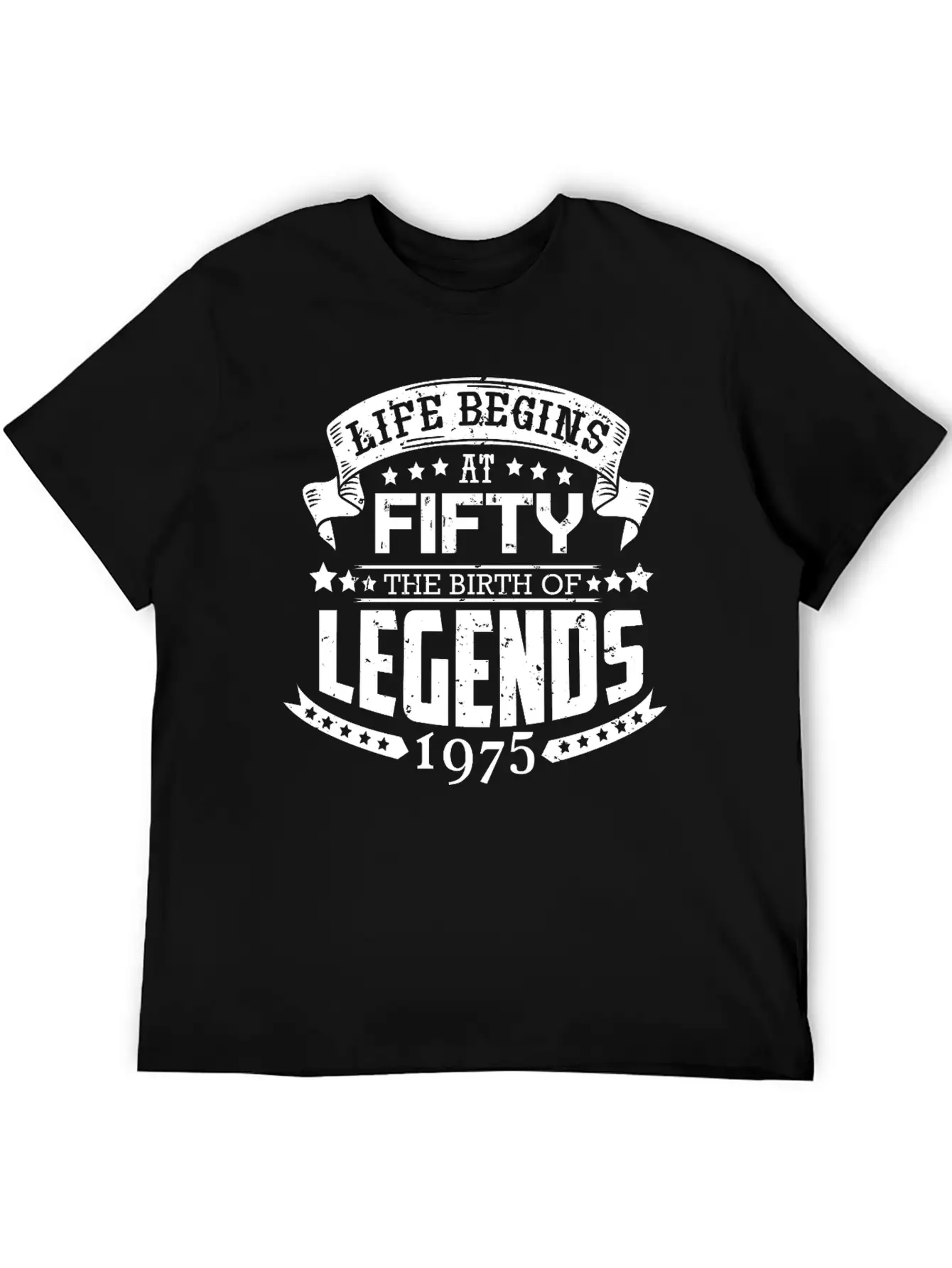 50th Birthday Legends Vintage 1975 Grunge Style Unisex Short Sleeve Soft Cotton T-Shirt – Casual Everyday Wear