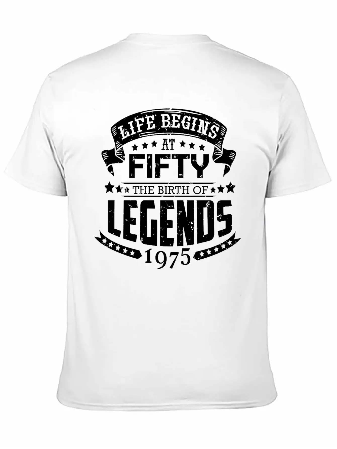 50th Birthday Legends Vintage 1975 Grunge Style Unisex Short Sleeve Soft Cotton T-Shirt – Casual Everyday Wear