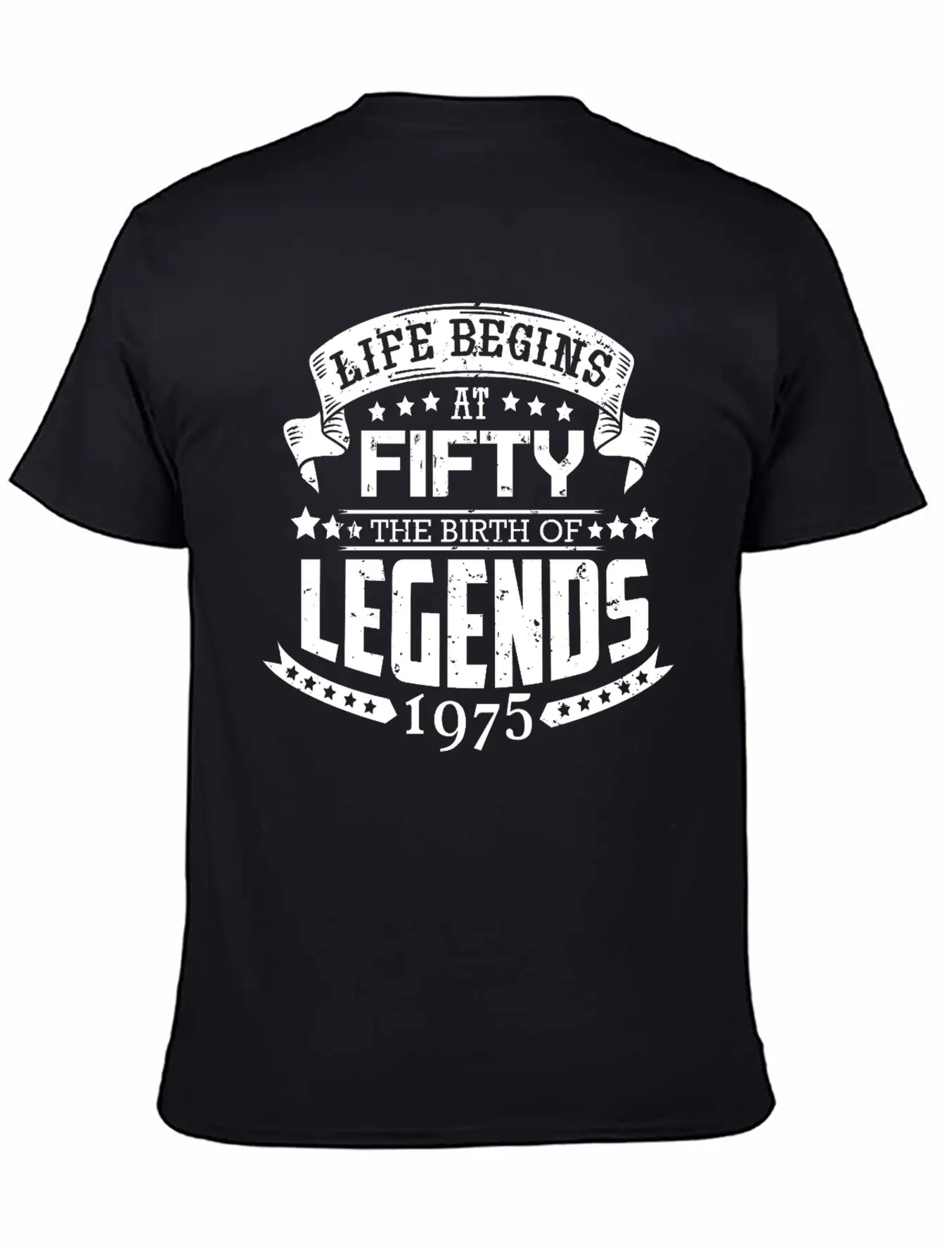 50th Birthday Legends Vintage 1975 Grunge Style Unisex Short Sleeve Soft Cotton T-Shirt – Casual Everyday Wear