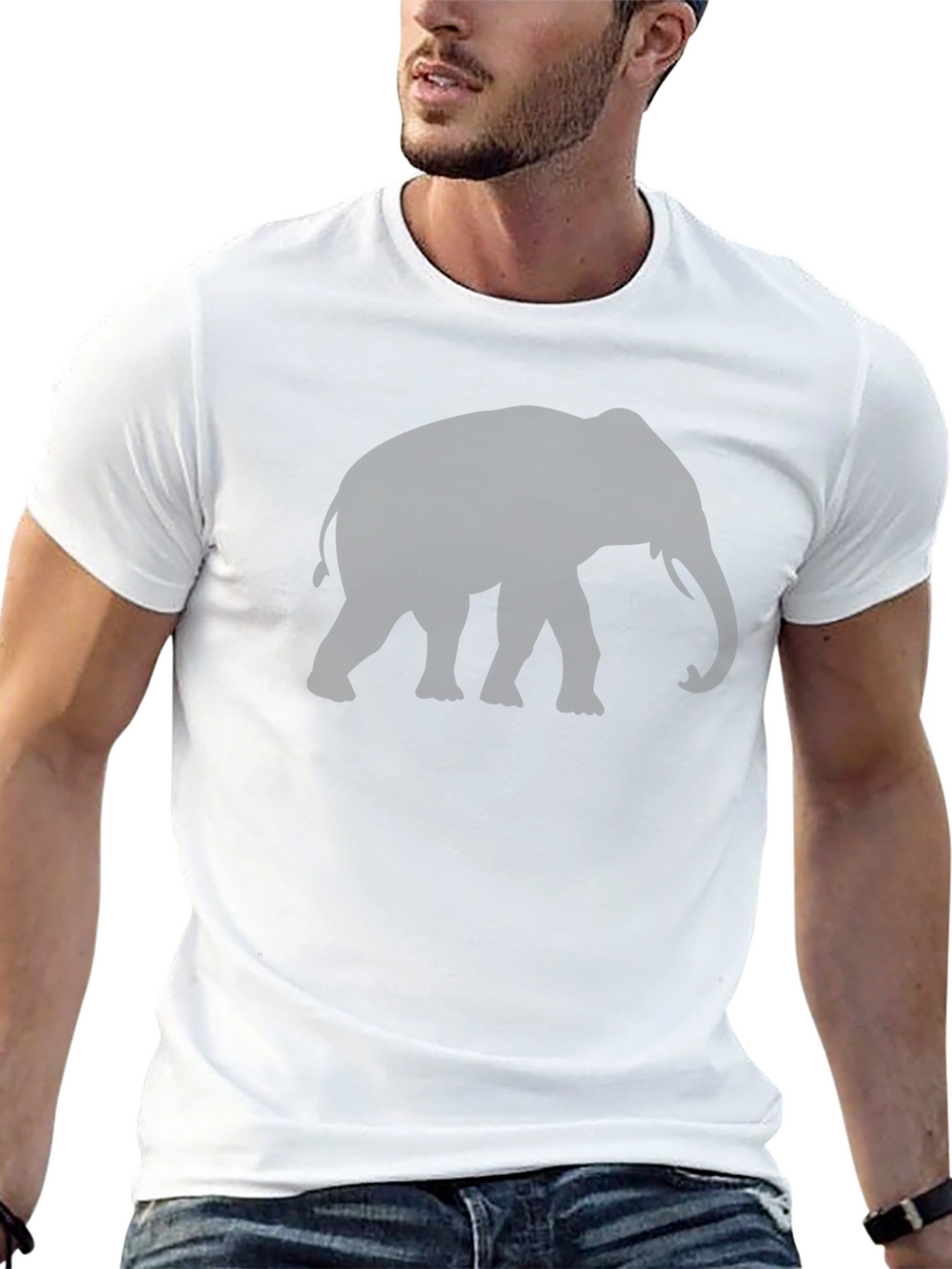 Elephant Silhouette Graphic T-Shirt - Black