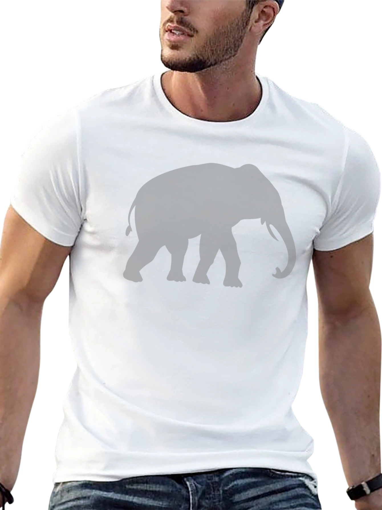 Elephant Silhouette Graphic T-Shirt - Black