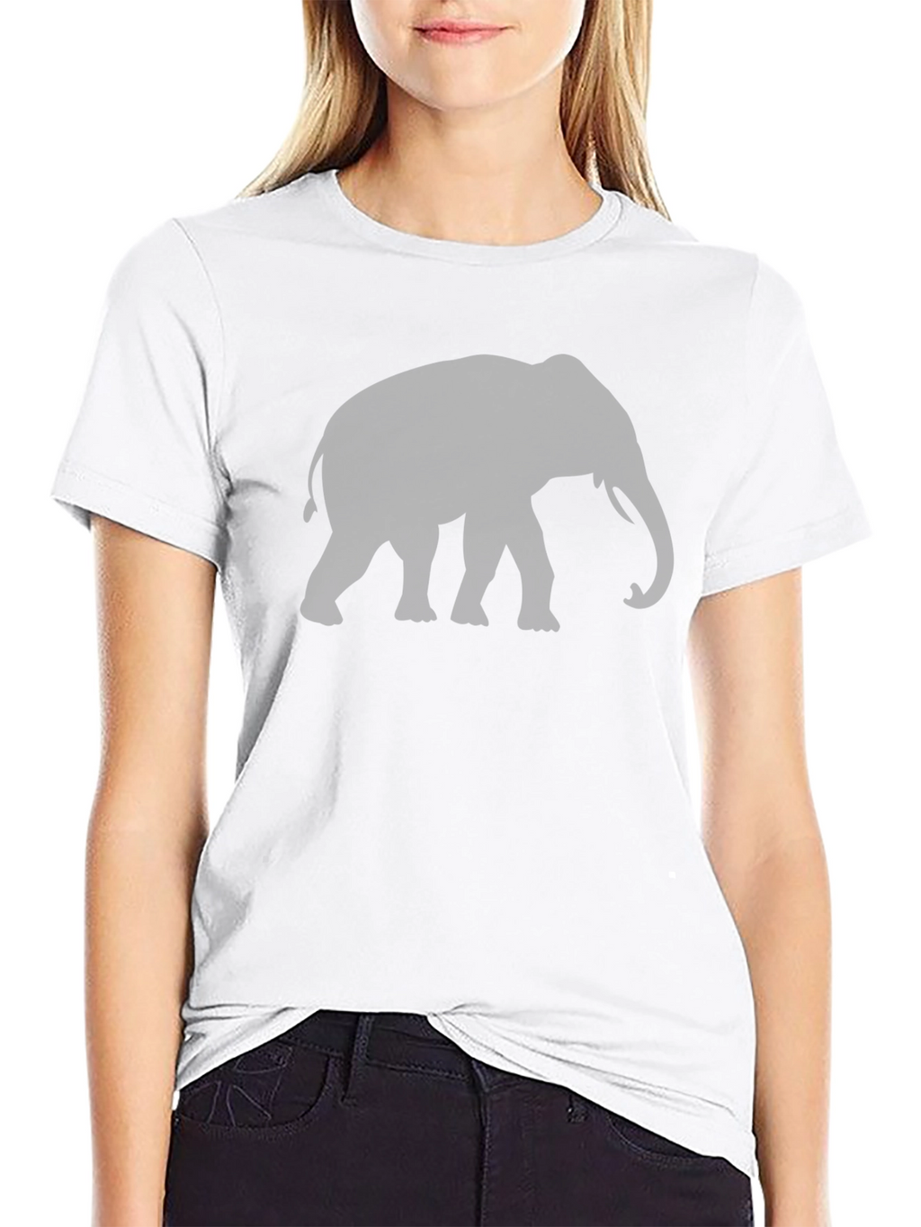 Elephant Silhouette Graphic T-Shirt - Black