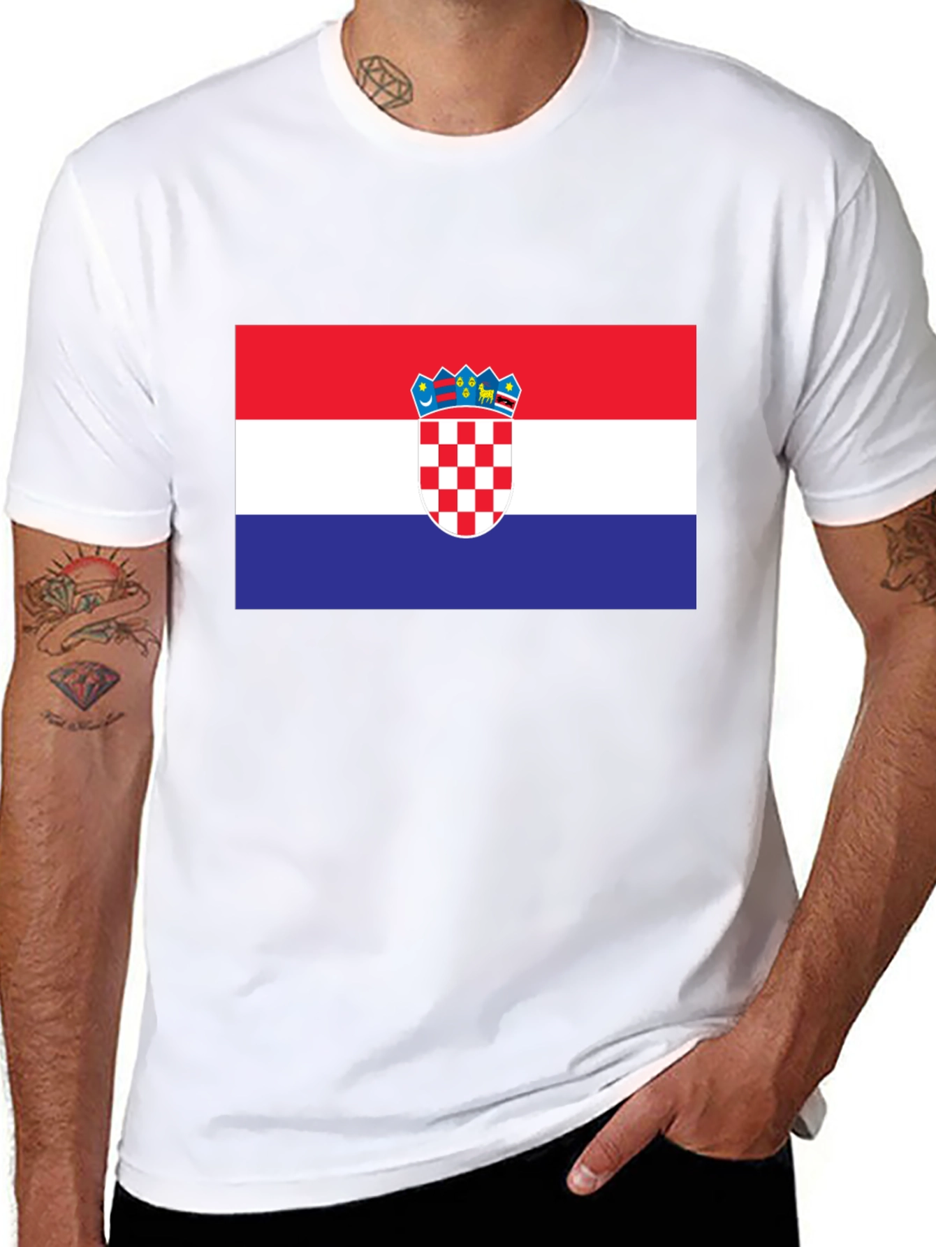 Croatia Flag Graphic T-Shirt - Black