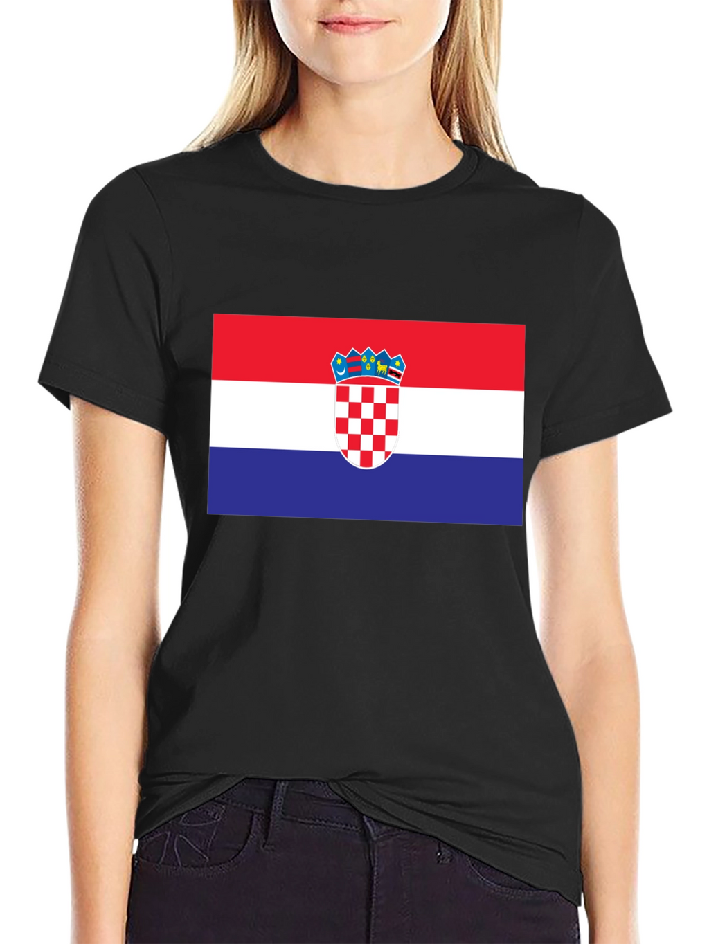 Croatia Flag Graphic T-Shirt - Black