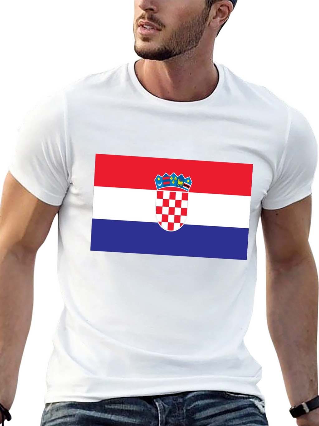 Croatia Flag Graphic T-Shirt - Black