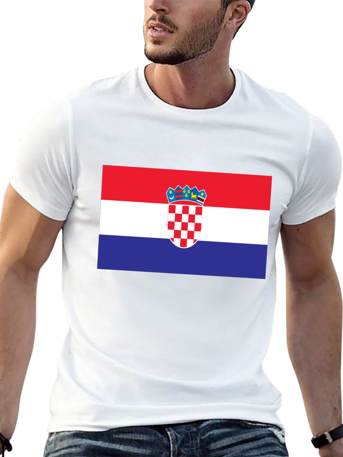 Croatia Flag Graphic T-Shirt - Black